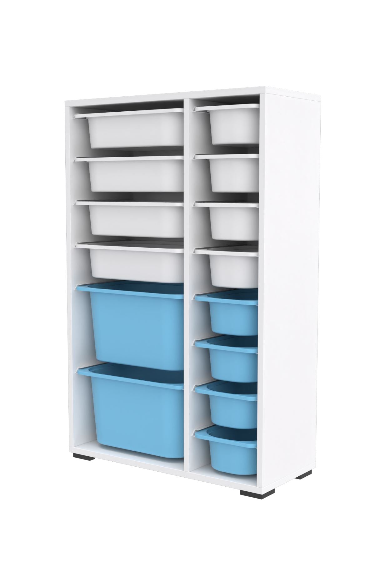 Armário Multiuso – 69,5cm x 109cm x 30cm – Branco e Azul – MDF revestido em melamina