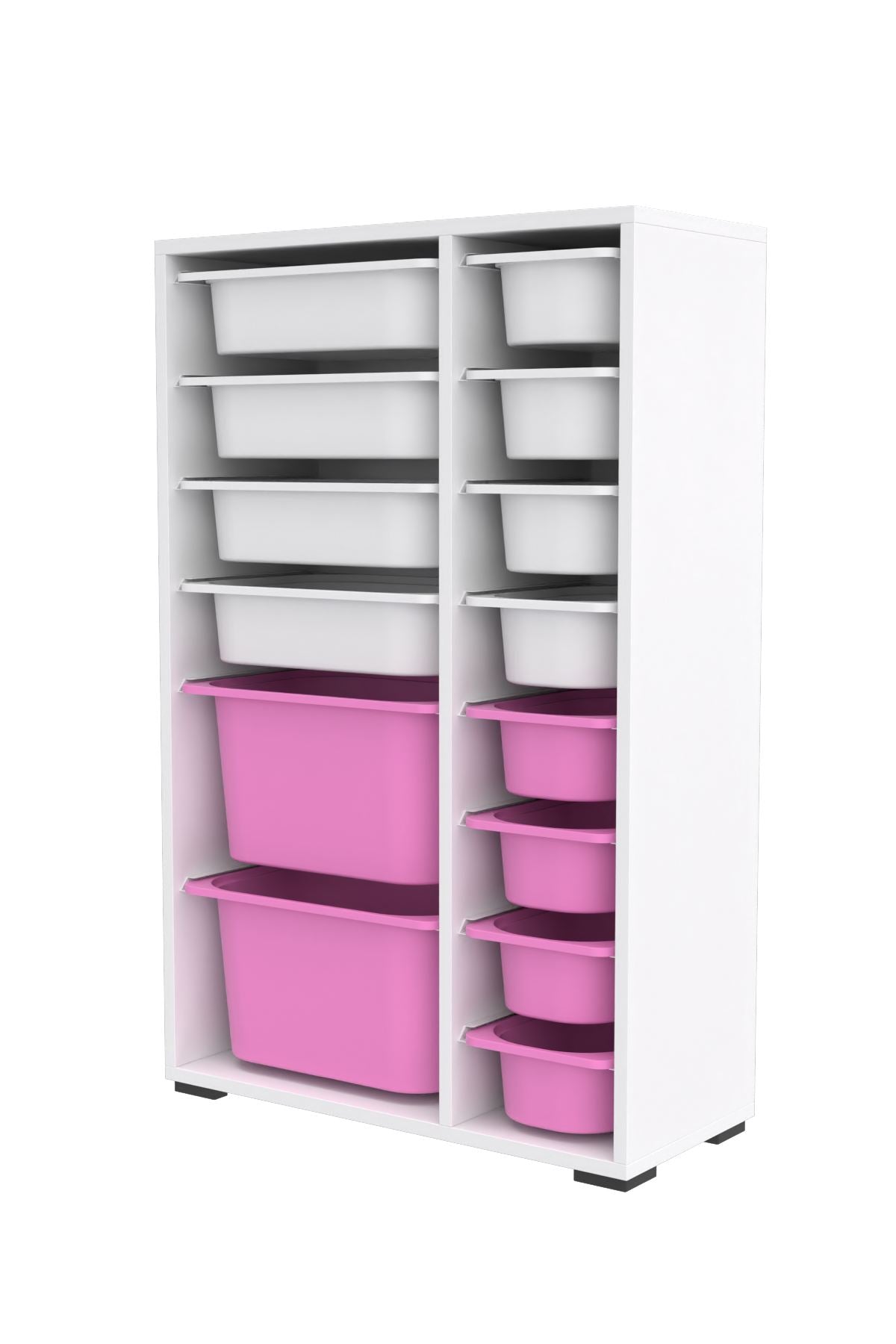 Armário Multiuso – 69,5 cm x 109 cm x 30 cm – Branco e Rosa – MDF