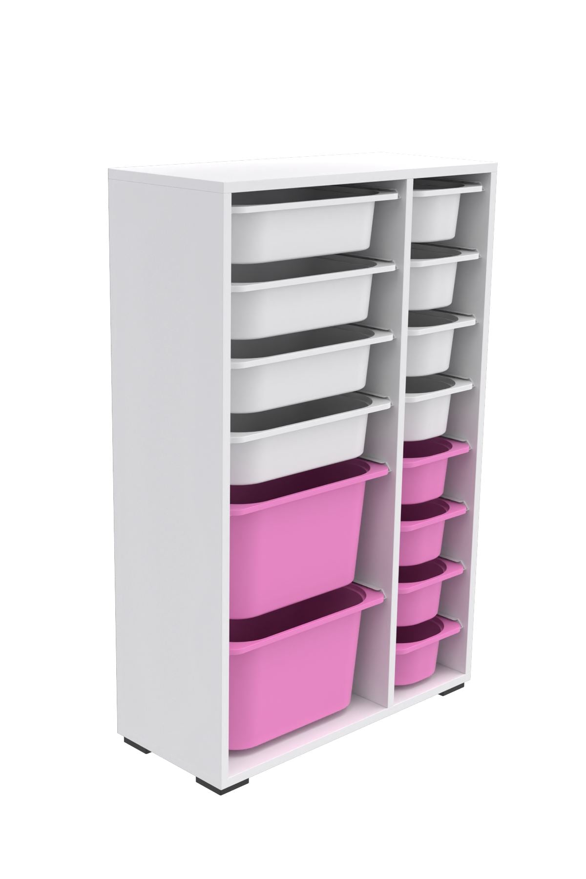 Armário Multiuso – 69,5 cm x 109 cm x 30 cm – Branco e Rosa – MDF