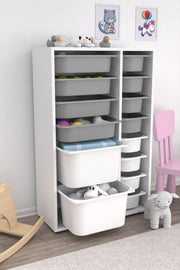 Armário Multiuso – 69,5cm x 109cm x 30cm – Branco e Cinza – MDF