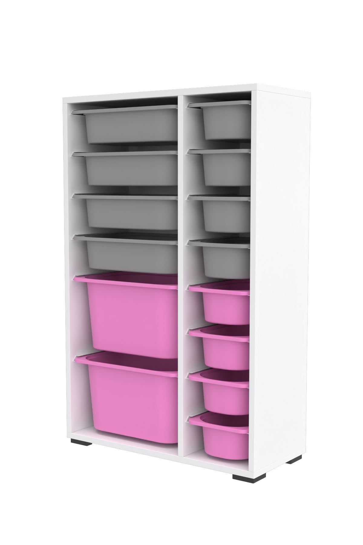 Armário Multiuso – 69,5 cm x 109 cm x 30 cm – Branco, Cinza, Rosa – MDF