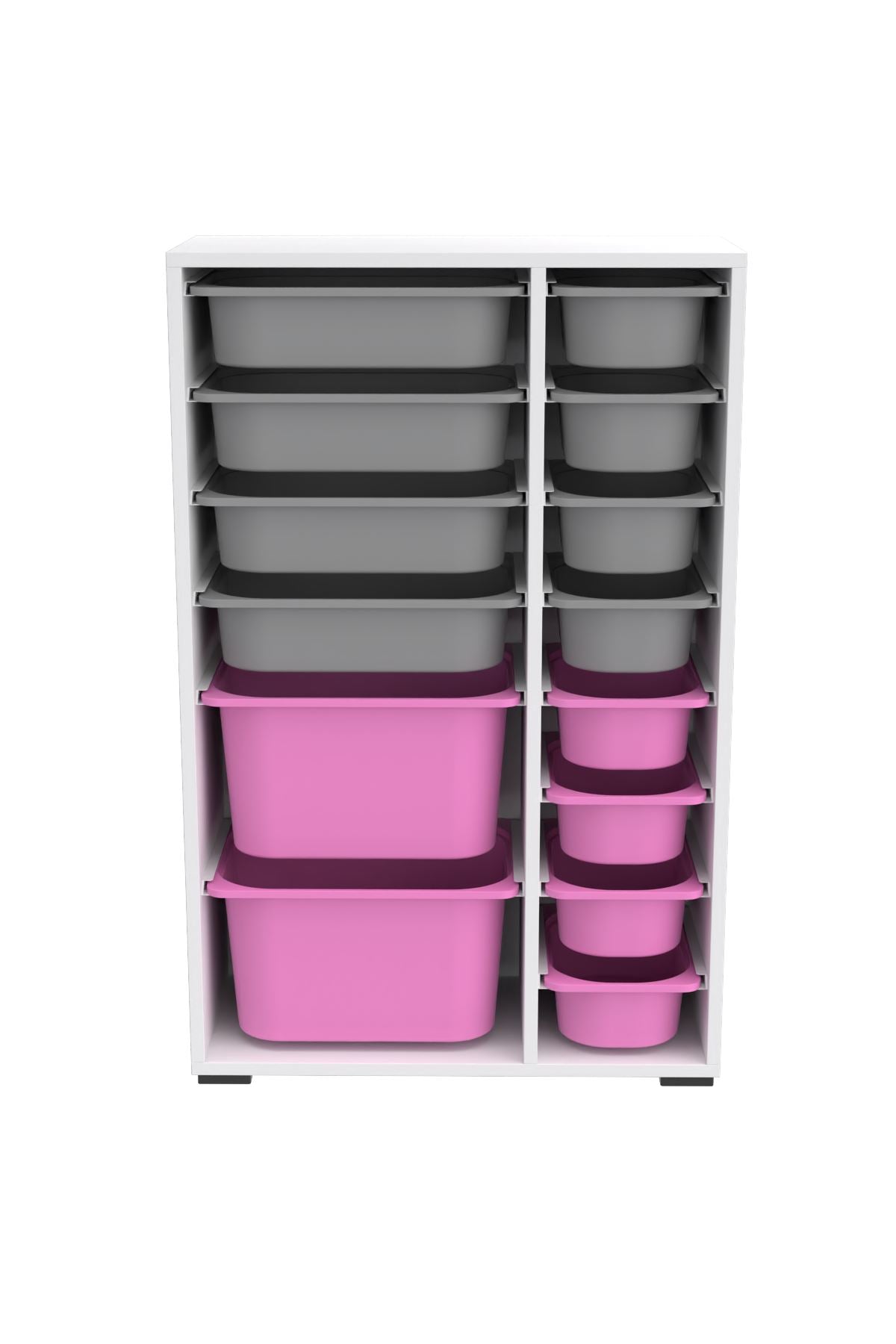 Armário Multiuso – 69,5 cm x 109 cm x 30 cm – Branco, Cinza, Rosa – MDF