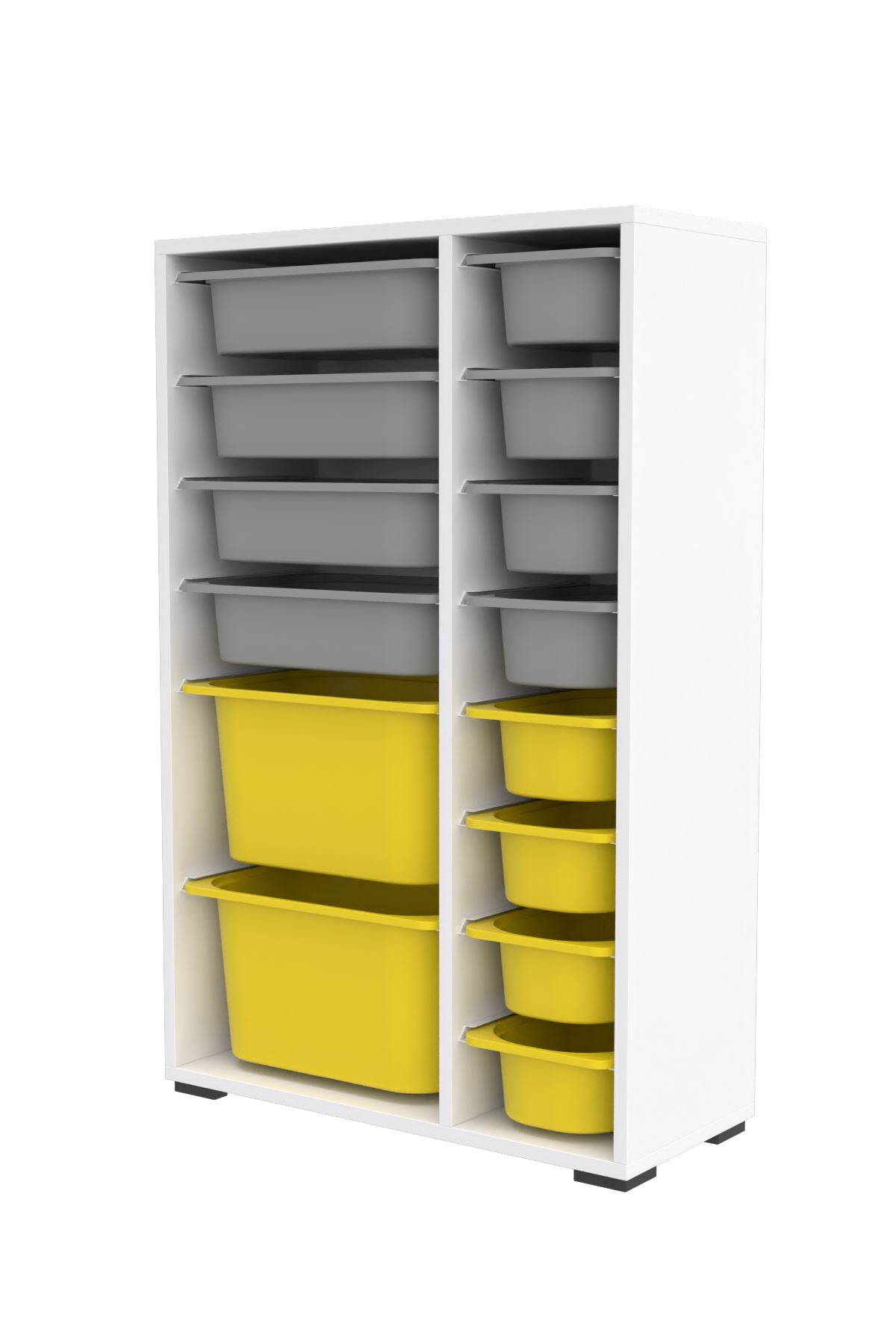 Armário Multiuso – 69,5cm x 109cm x 30cm – Branco, Cinza, Amarelo – MDF
