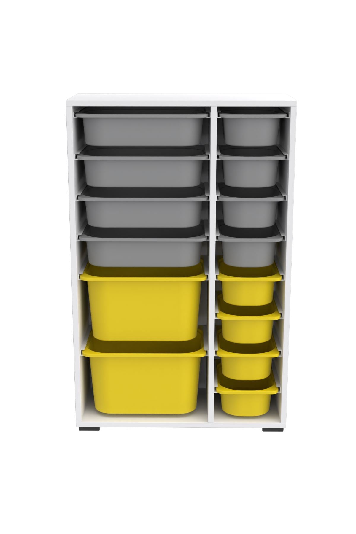 Armário Multiuso – 69,5cm x 109cm x 30cm – Branco, Cinza, Amarelo – MDF