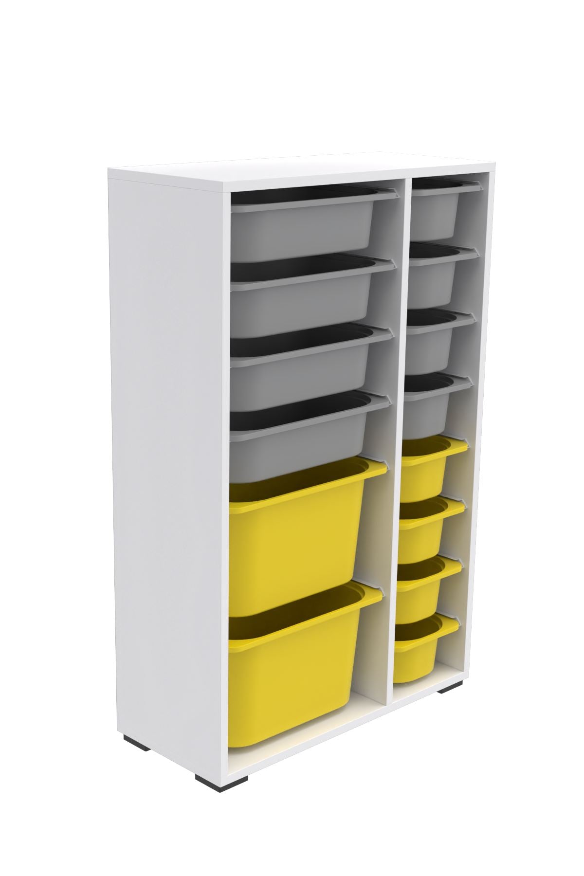 Armário Multiuso – 69,5cm x 109cm x 30cm – Branco, Cinza, Amarelo – MDF