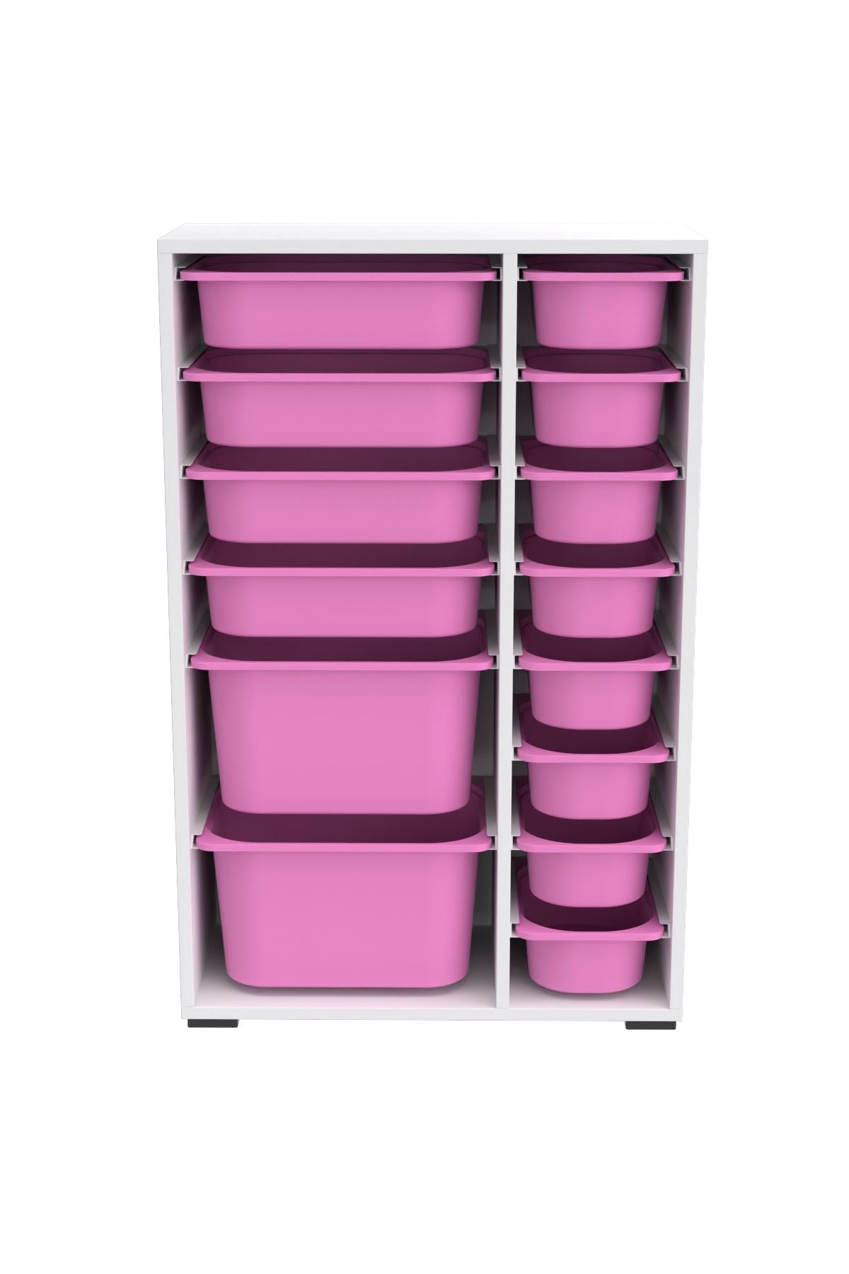 Armário multiuso – 69,5 cm largura, 109 cm altura, 30 cm profundidade – Branco e Rosa – MDF