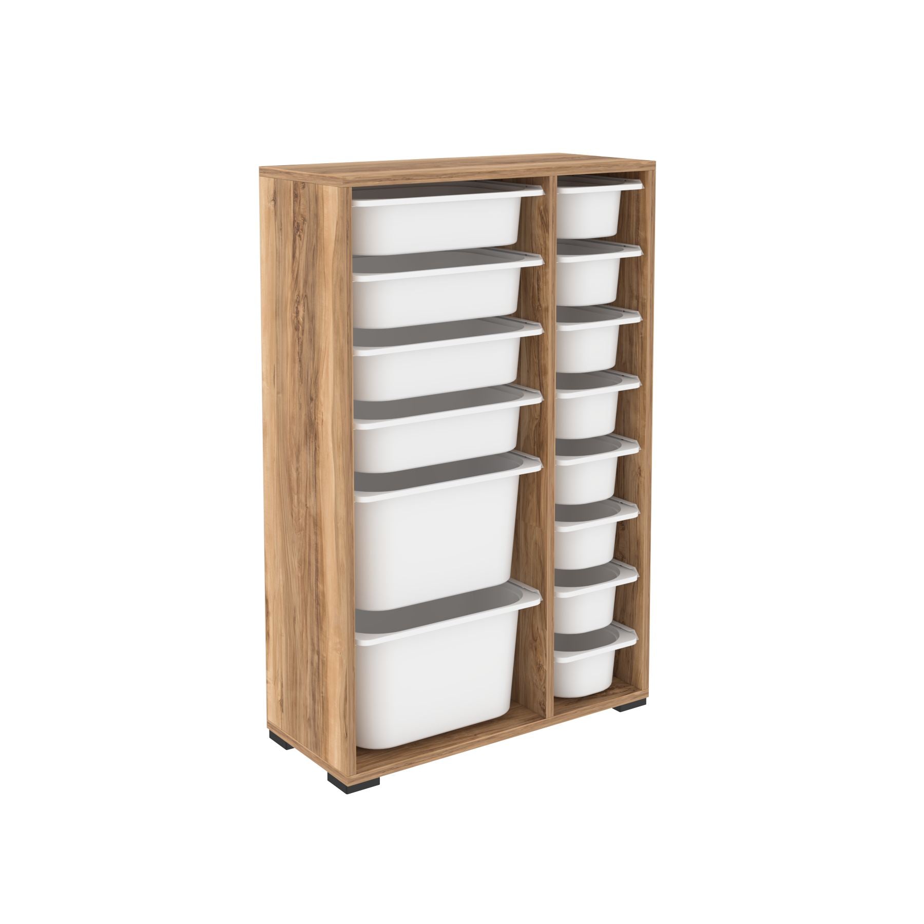 Armário Multiuso – 69,5cm x 109cm x 30cm – Nogueira e Branca – MDF