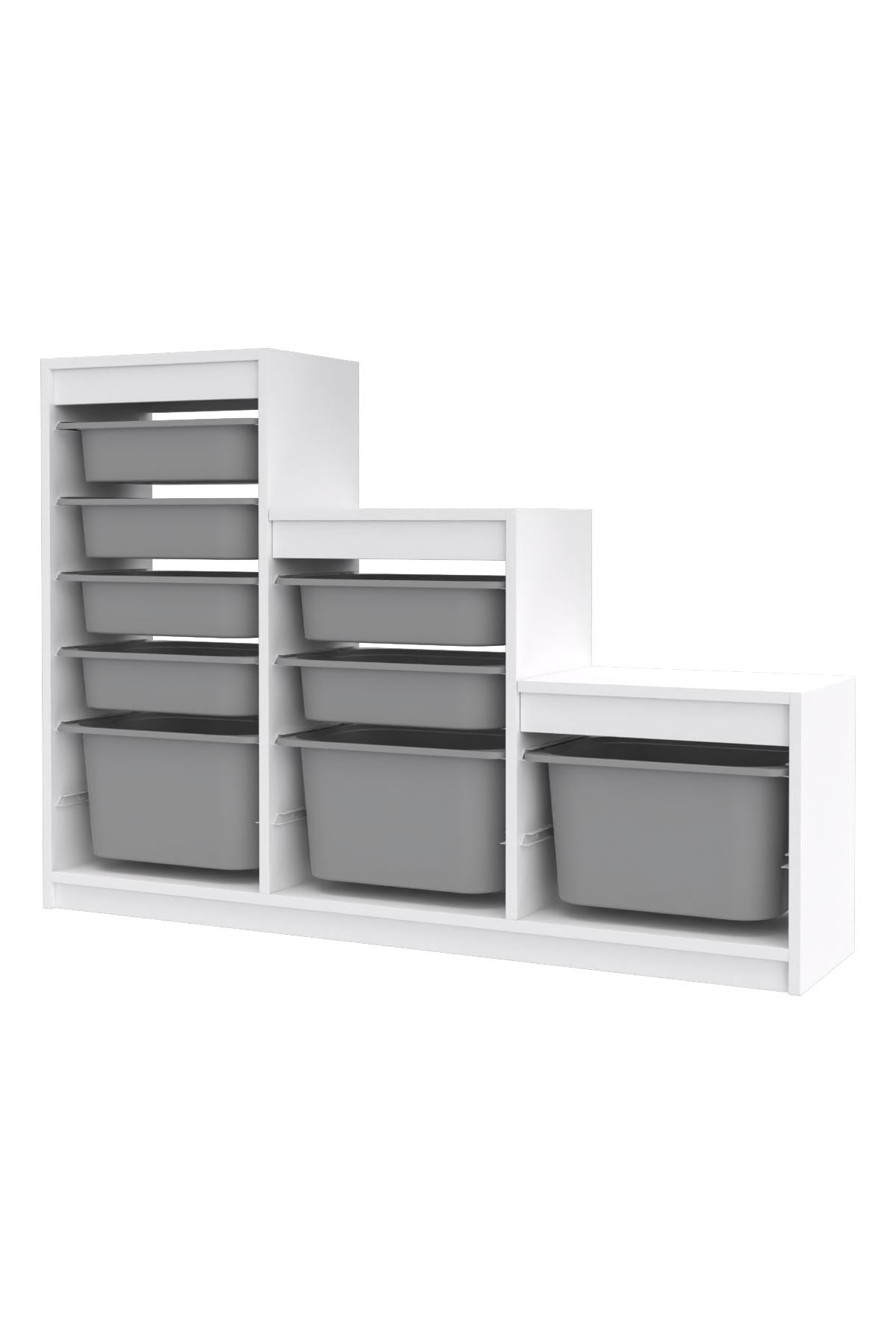 Armário Multiuso – 132 cm x 93 cm x 30 cm – Branco e Cinza – MDF