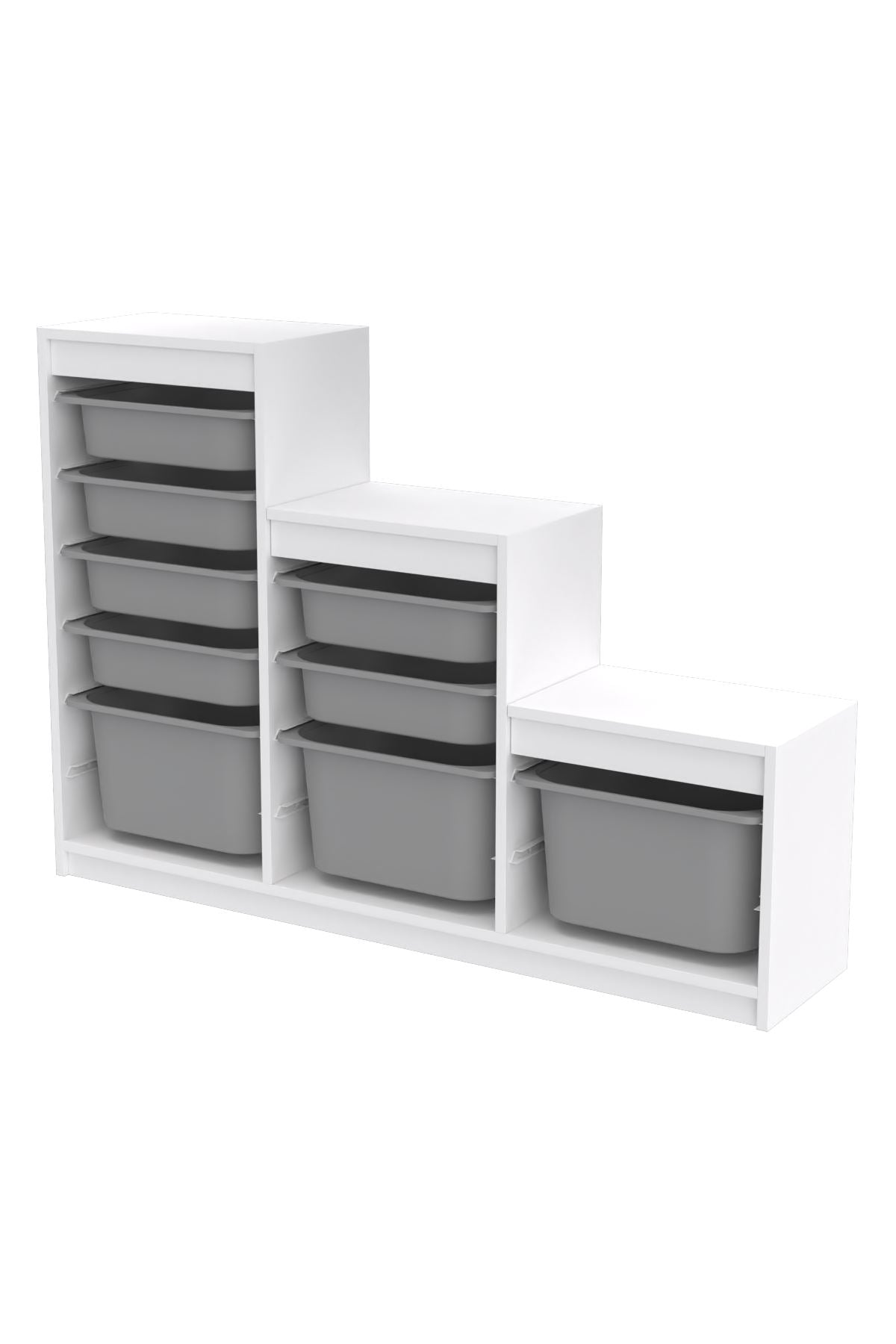 Armário Multiuso – 132 cm x 93 cm x 30 cm – Branco e Cinza – MDF