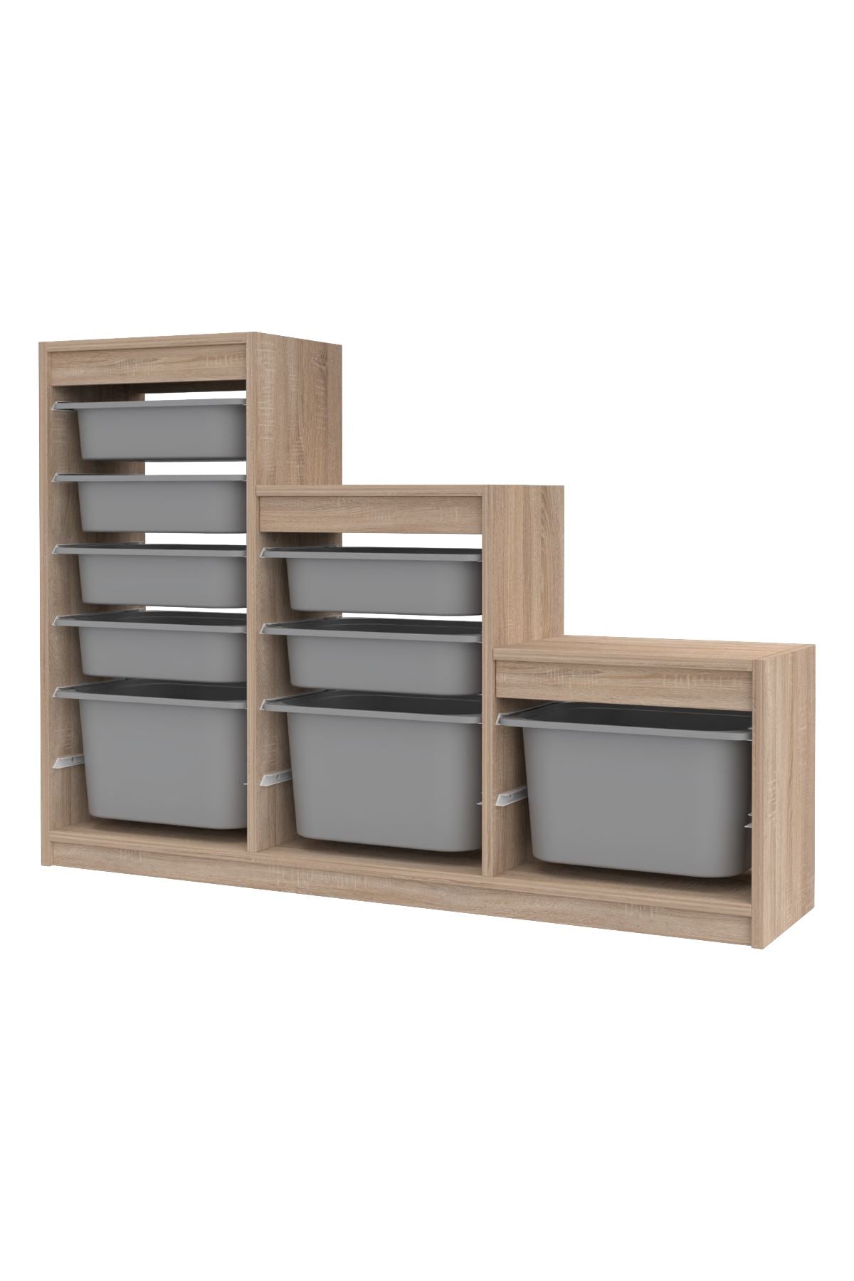 Armário Multiuso – 132cm x 93cm x 30cm – Cinza Sonomo – MDF Revestido de Melamina