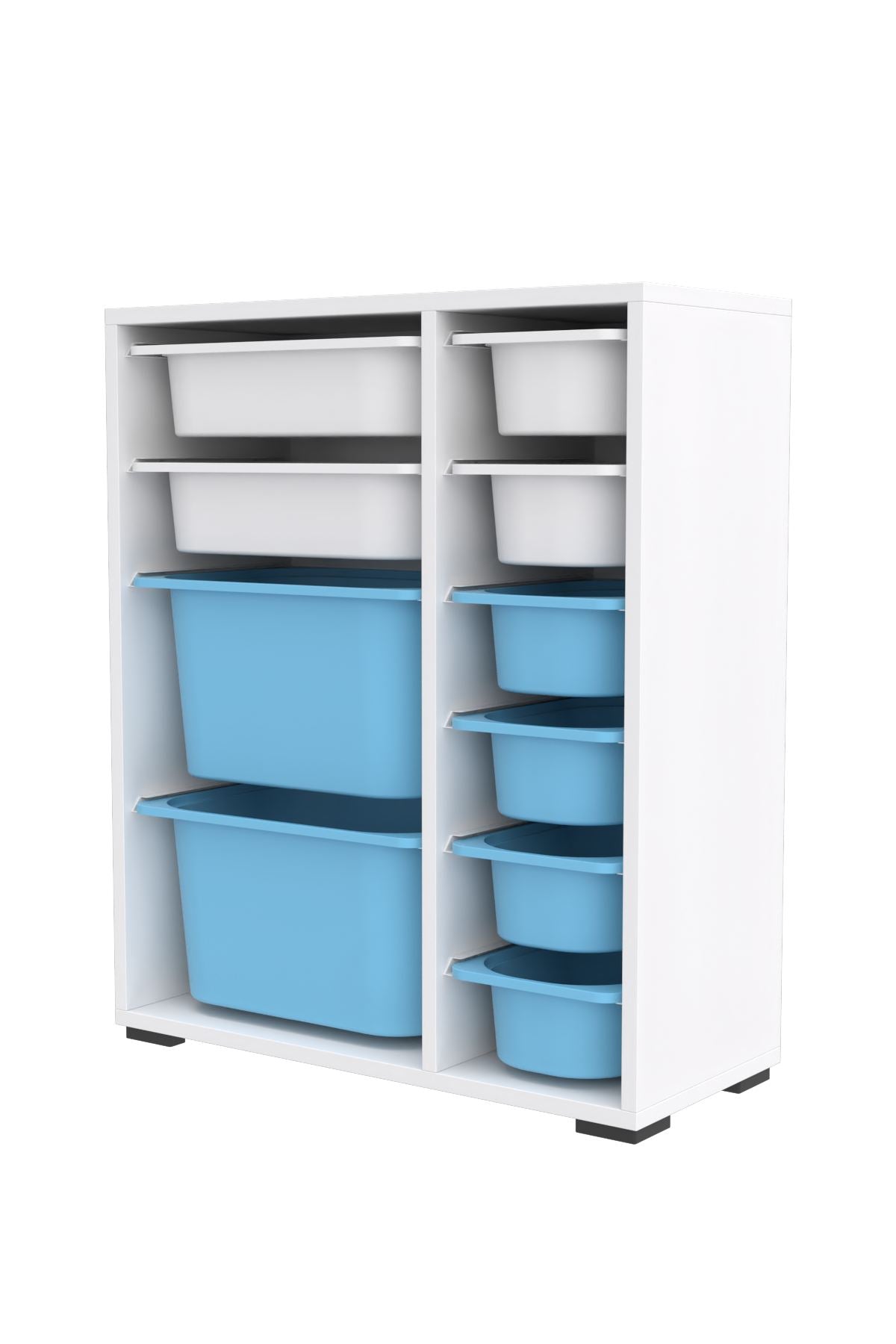 Armário Multiuso – 69,5cm x 83cm x 30cm – Branco e Azul – Melamina