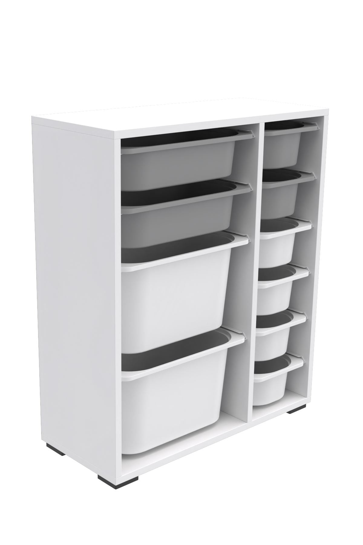 Armário multiuso  – 69,5cm x 83cm x 30cm – Branco e Cinza – MDF