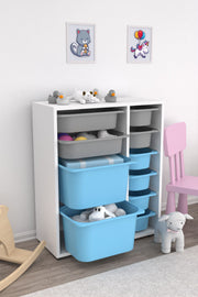 Armário Multiuso – 69,5cm x 83cm x 30cm – Branco, Cinza, Azul – MDF
