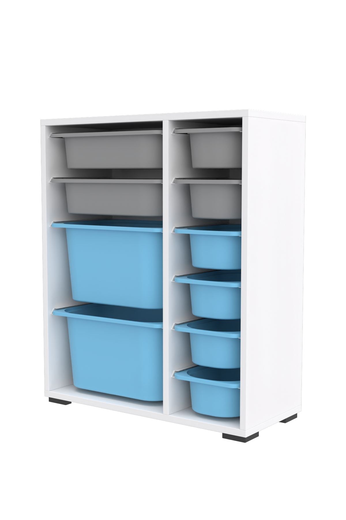 Armário Multiuso – 69,5cm x 83cm x 30cm – Branco, Cinza, Azul – MDF