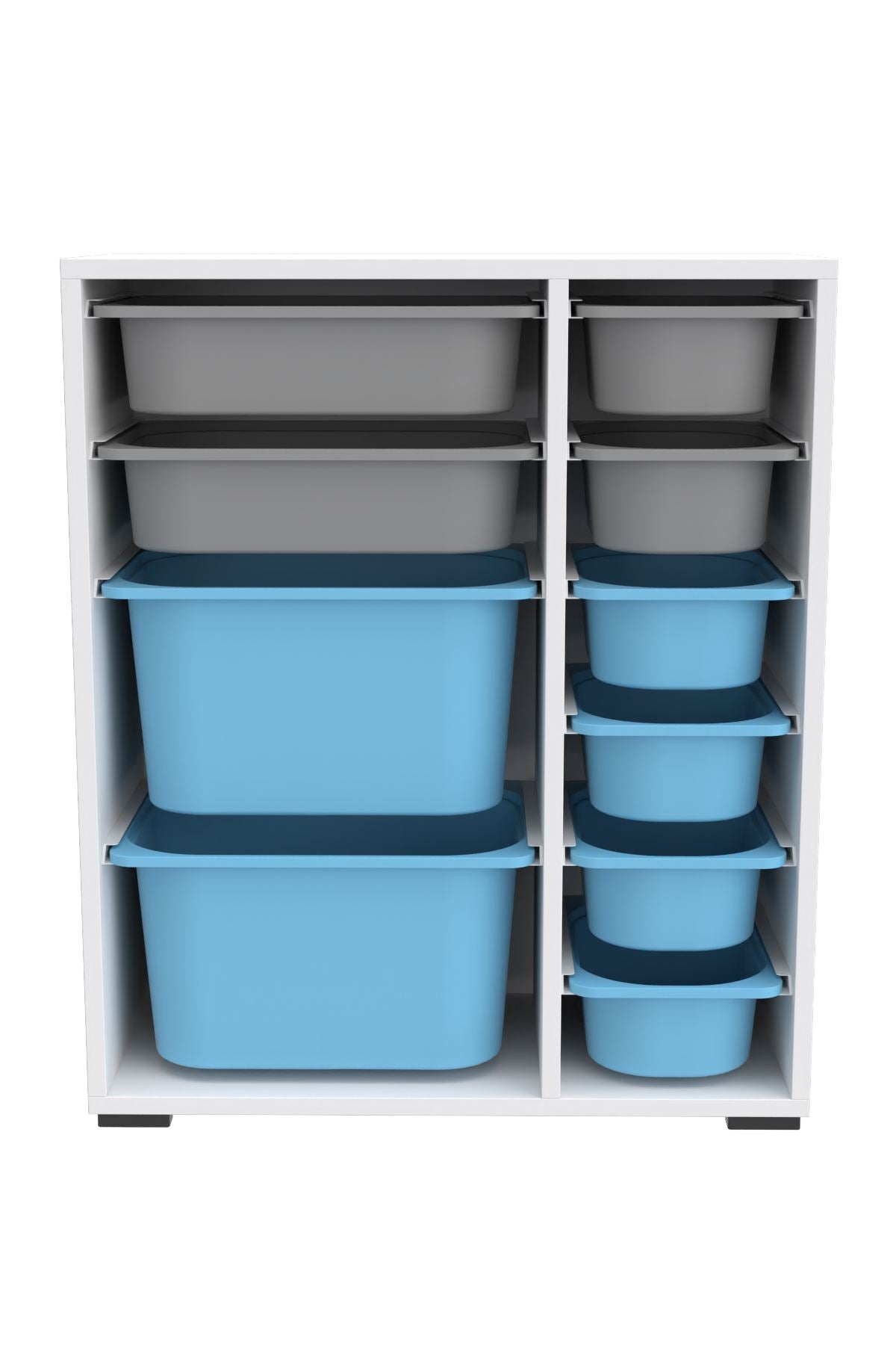 Armário Multiuso – 69,5cm x 83cm x 30cm – Branco, Cinza, Azul – MDF