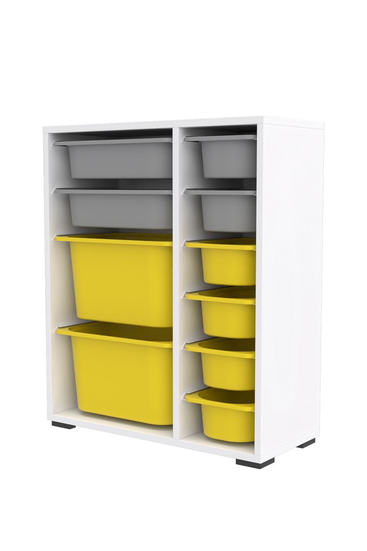 Armário Multiuso – 69,5cm x 83cm x 30cm – Branco, Cinza, Amarelo – MDF