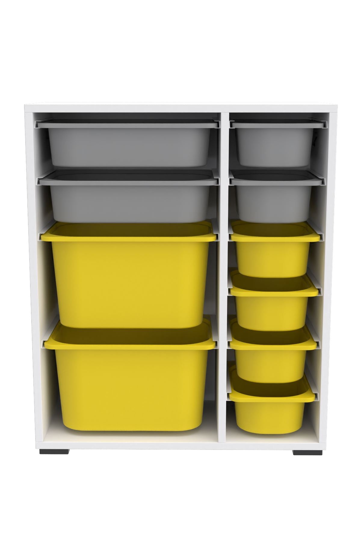 Armário Multiuso – 69,5cm x 83cm x 30cm – Branco, Cinza, Amarelo – MDF