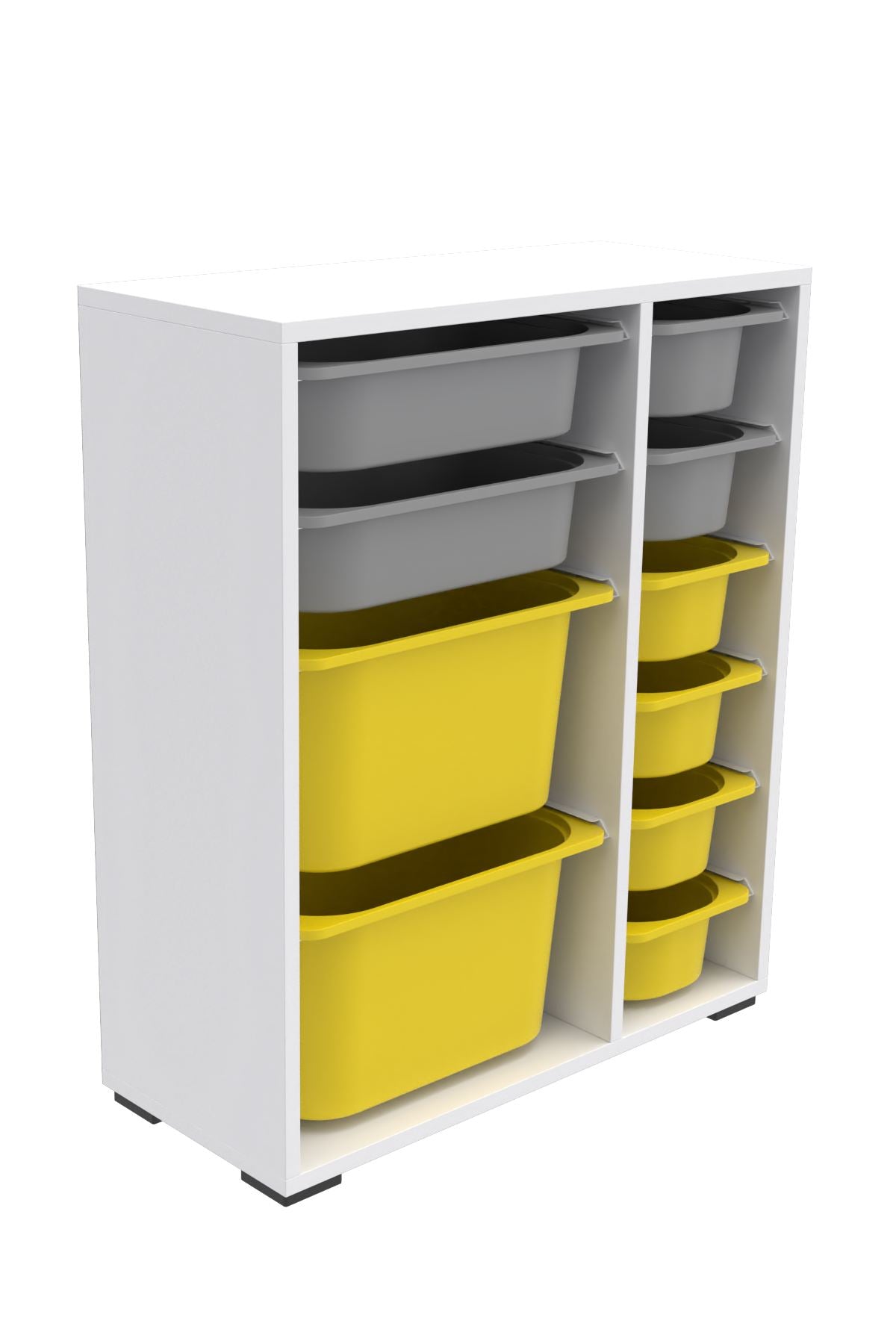 Armário Multiuso – 69,5cm x 83cm x 30cm – Branco, Cinza, Amarelo – MDF