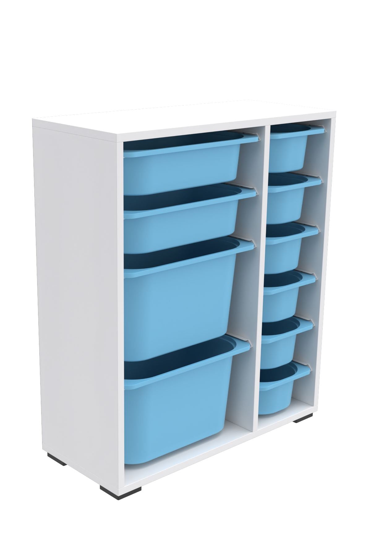 Armário Multiuso – 69,5cm x 83cm x 30cm – Branco e Azul – Painel de partículas revestido em melamina