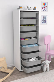 Armário multiuso – 45,5 cm x 122 cm x 30 cm – Branco e Cinza – MDF