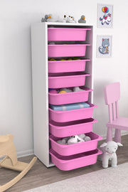 Armário Multiuso – 45,5cm x 122cm x 30cm – Branco e Rosa – MDF com melamina