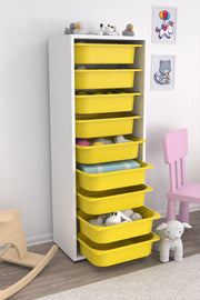 Armário Multiuso – 45,5 cm x 122 cm x 30 cm – Branco e Amarelo – MDF