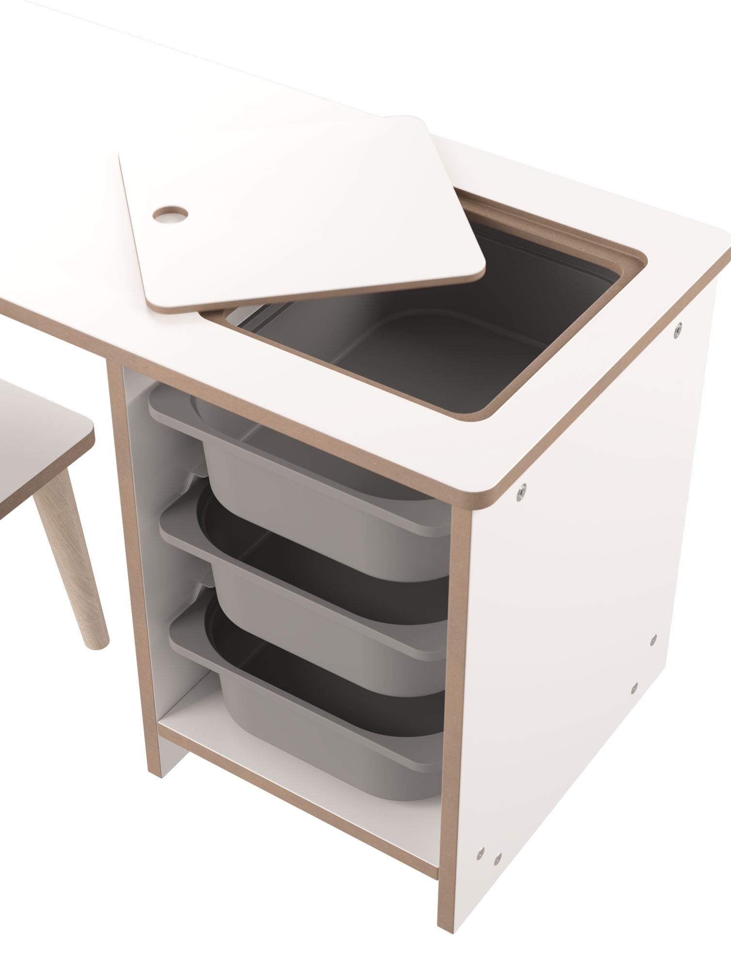 Secretária de Estudo – 90 cm x 50 cm x 42 cm – Branco e Cinza – Painel de partículas e Madeira