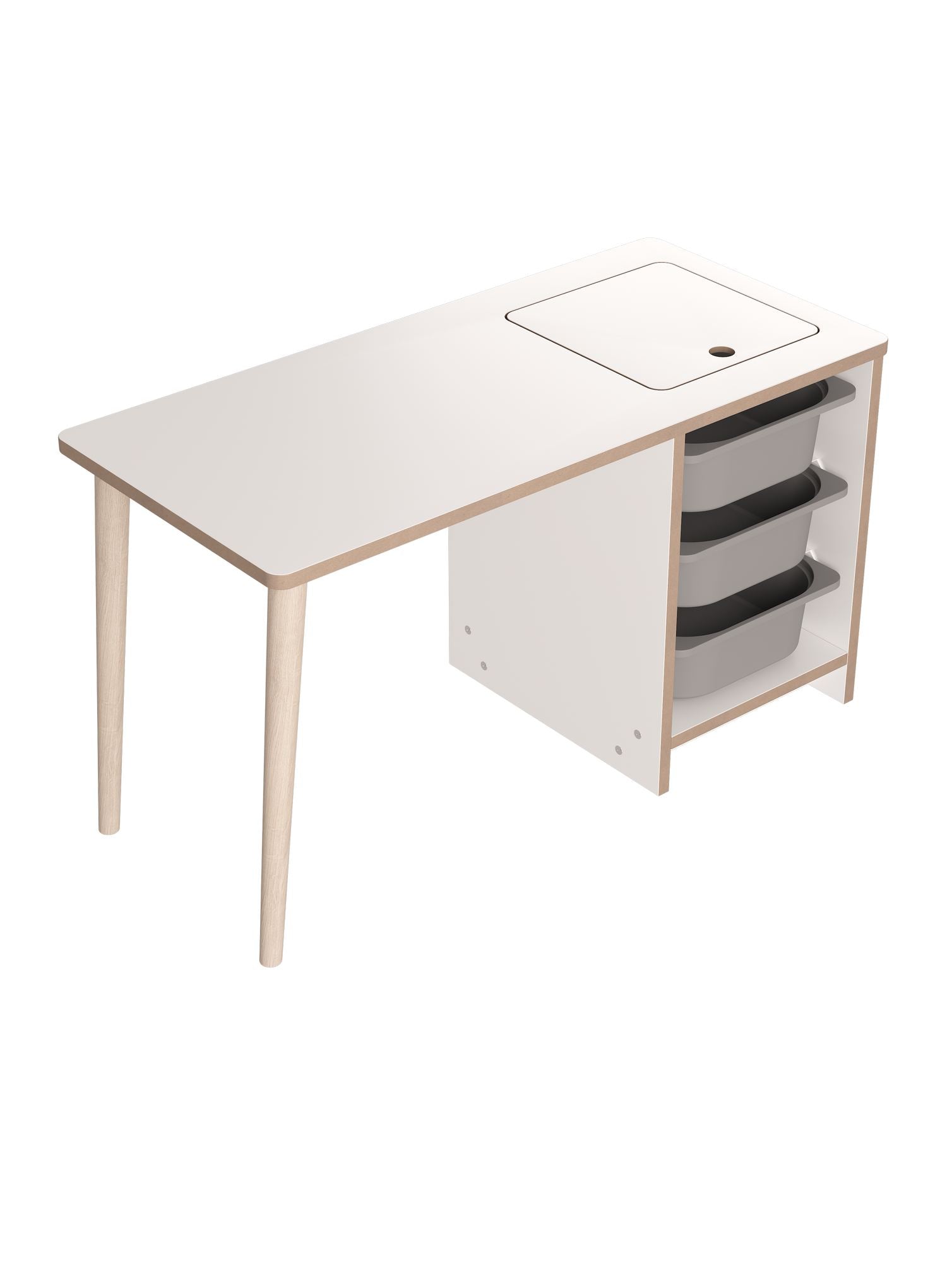 Secretária de Estudo – 90 cm x 50 cm x 42 cm – Branco e Cinza – Painel de partículas e Madeira
