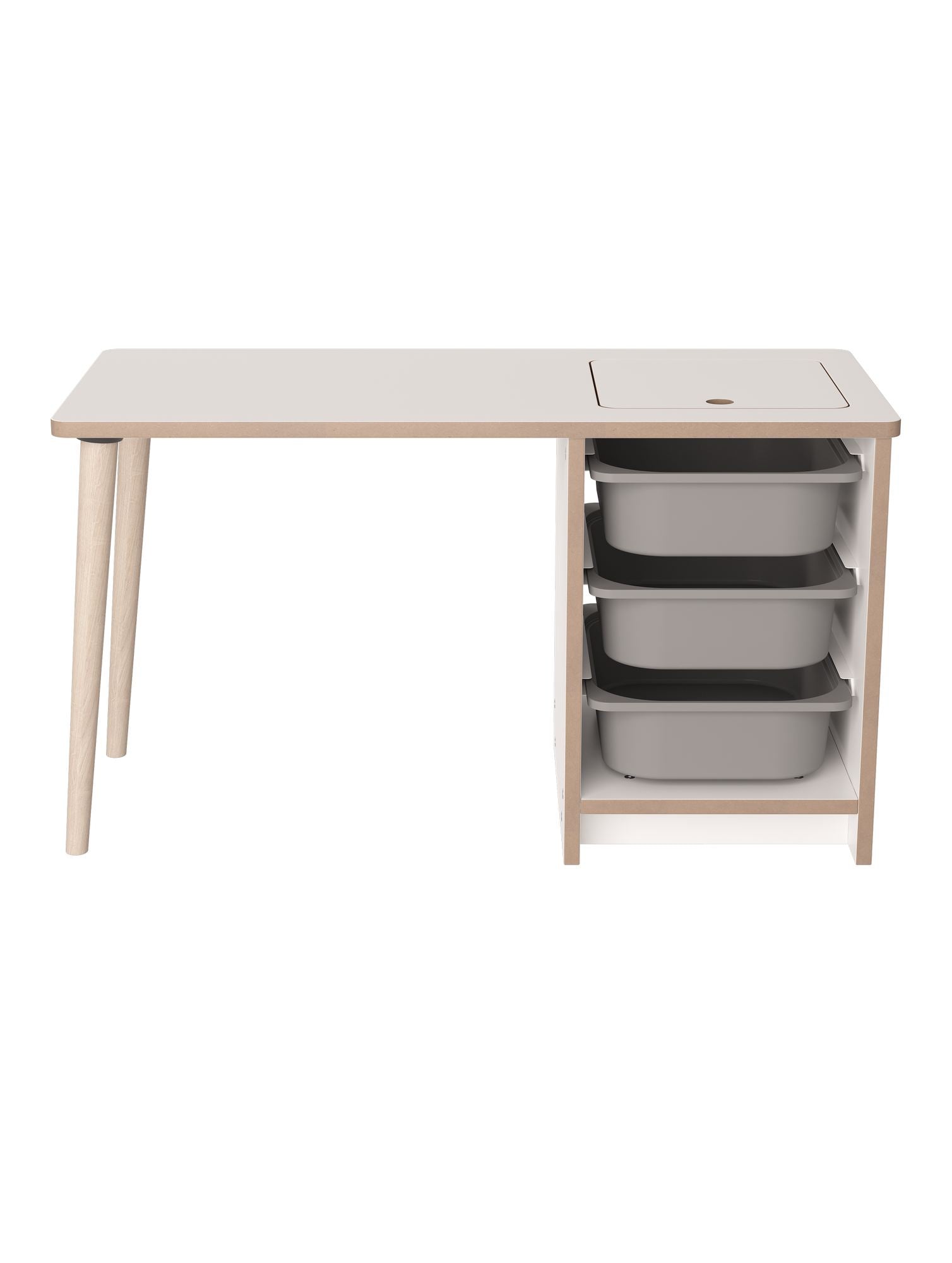 Secretária de Estudo – 90 cm x 50 cm x 42 cm – Branco e Cinza – Painel de partículas e Madeira