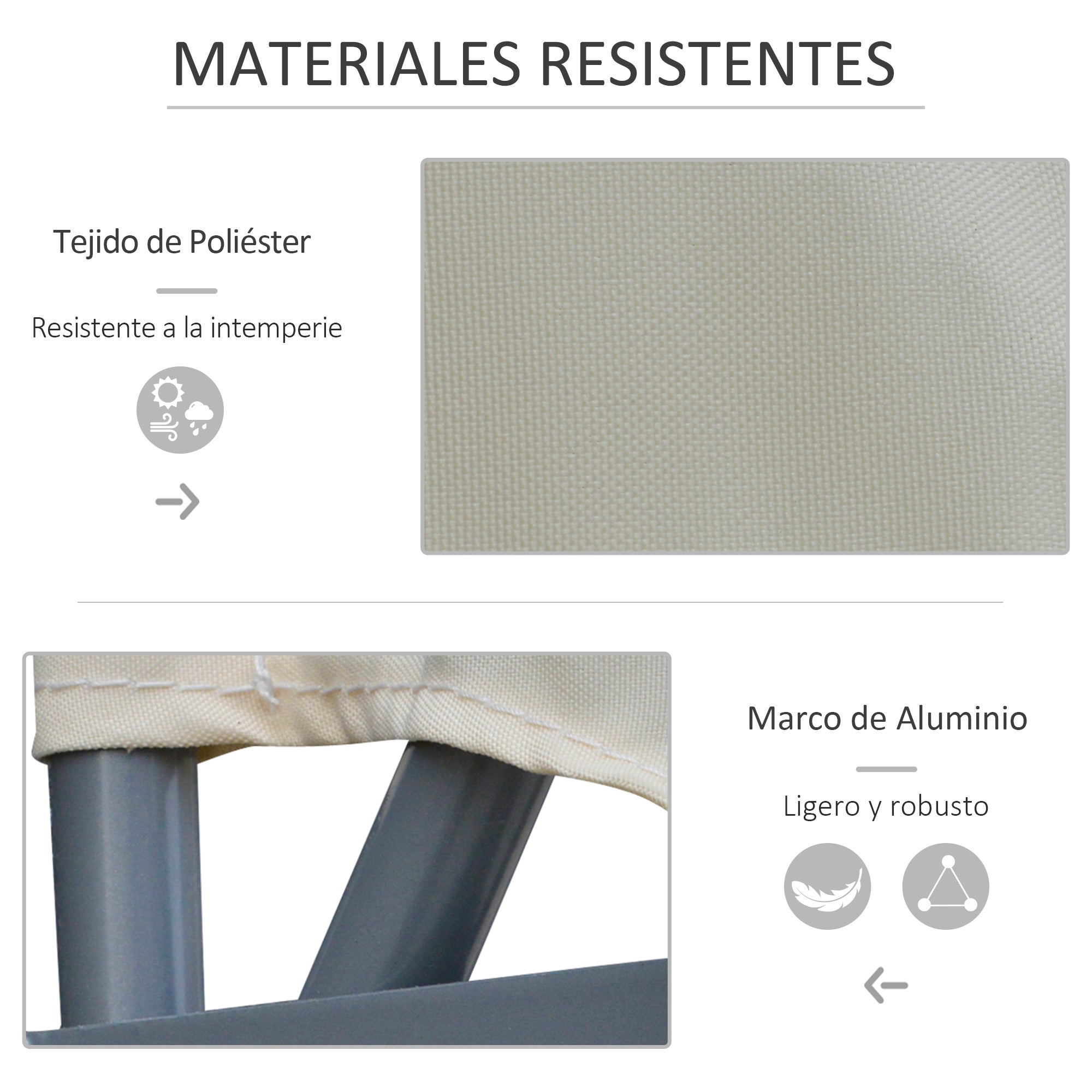 Toldo Lateral em Formato de Leque 120x120cm - Cor Bege