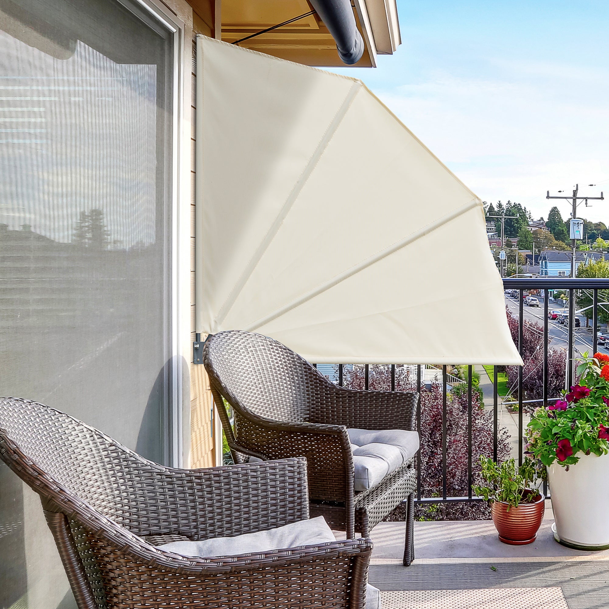 Toldo Lateral em Formato de Leque 120x120cm - Cor Bege
