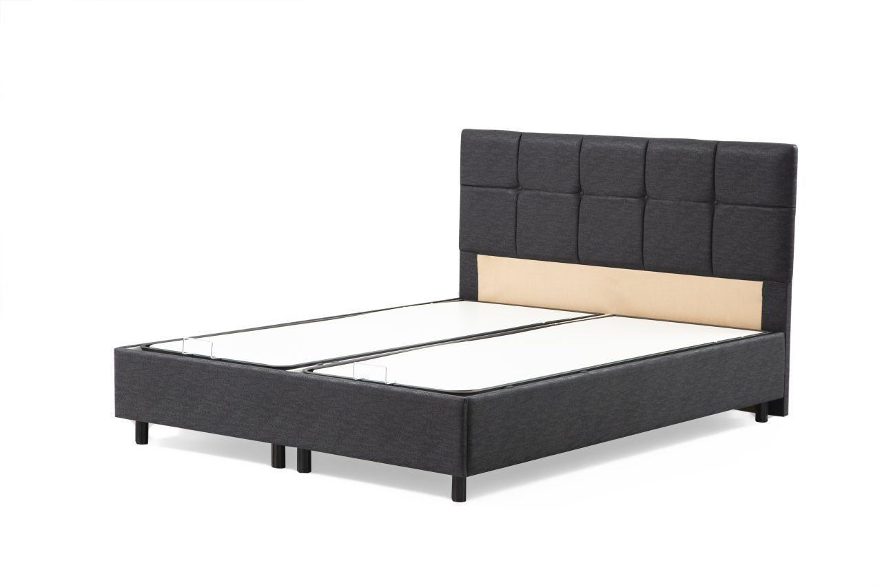 Base e cabeceira de cama de solteiro – 90 cm x 110 cm x 190 cm – Antracite – Painéis de partículas revestidos a melamina