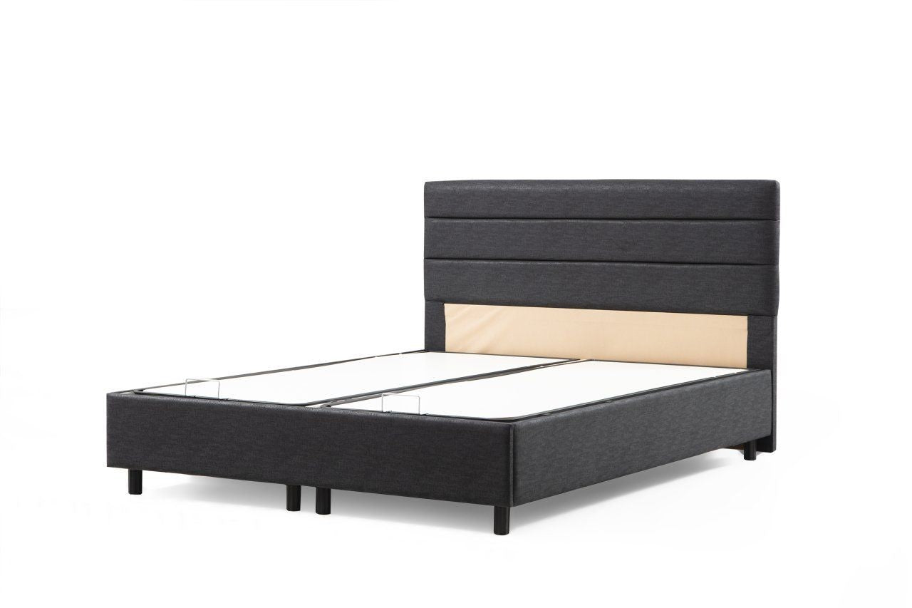 Base e Cabeceira de Cama de Solteiro – 120x200 cm – Antracite – Painel de Partículas Revestido a Melamina