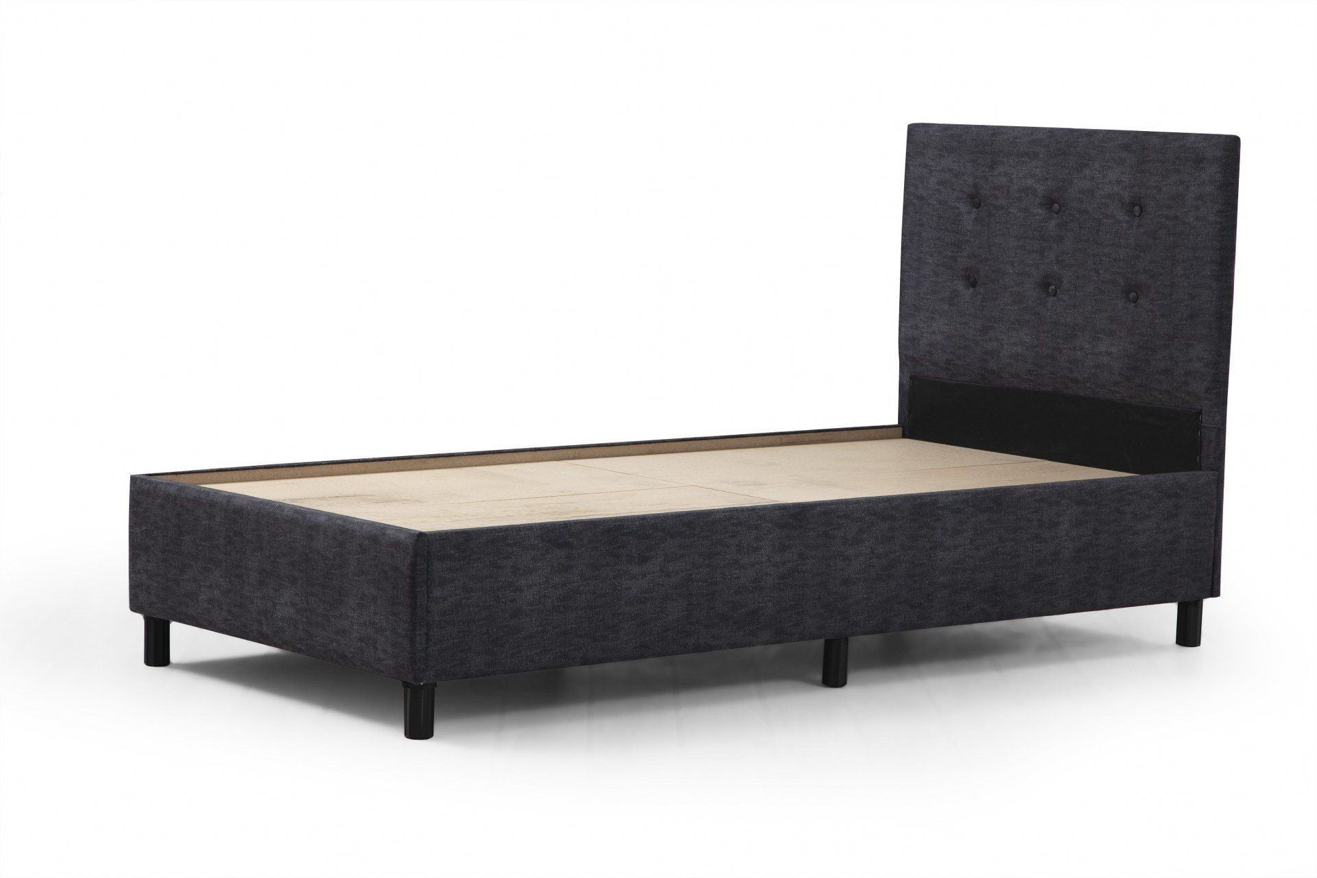 Base e cabeceira de cama de solteiro – 120 cm x 107 cm x 204 cm – Antracite – Painel de partículas revestido a melamina