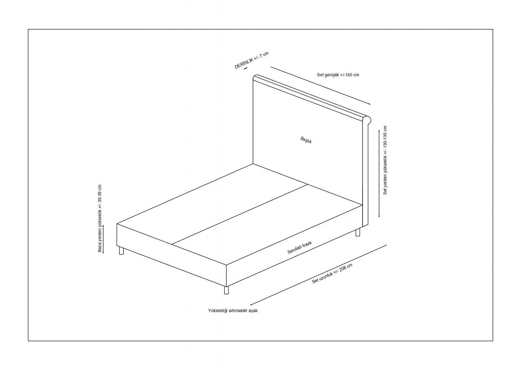 Base e cabeceira de cama de solteiro – 90x190 cm – Antracite – Melamina