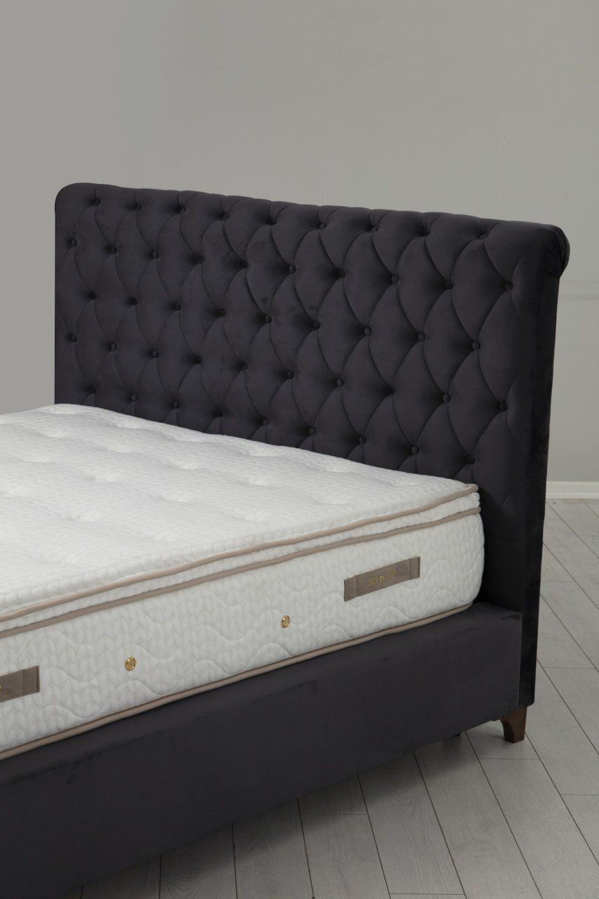Colchão de casal, base e cabeceira-Deluxe-Antracite
