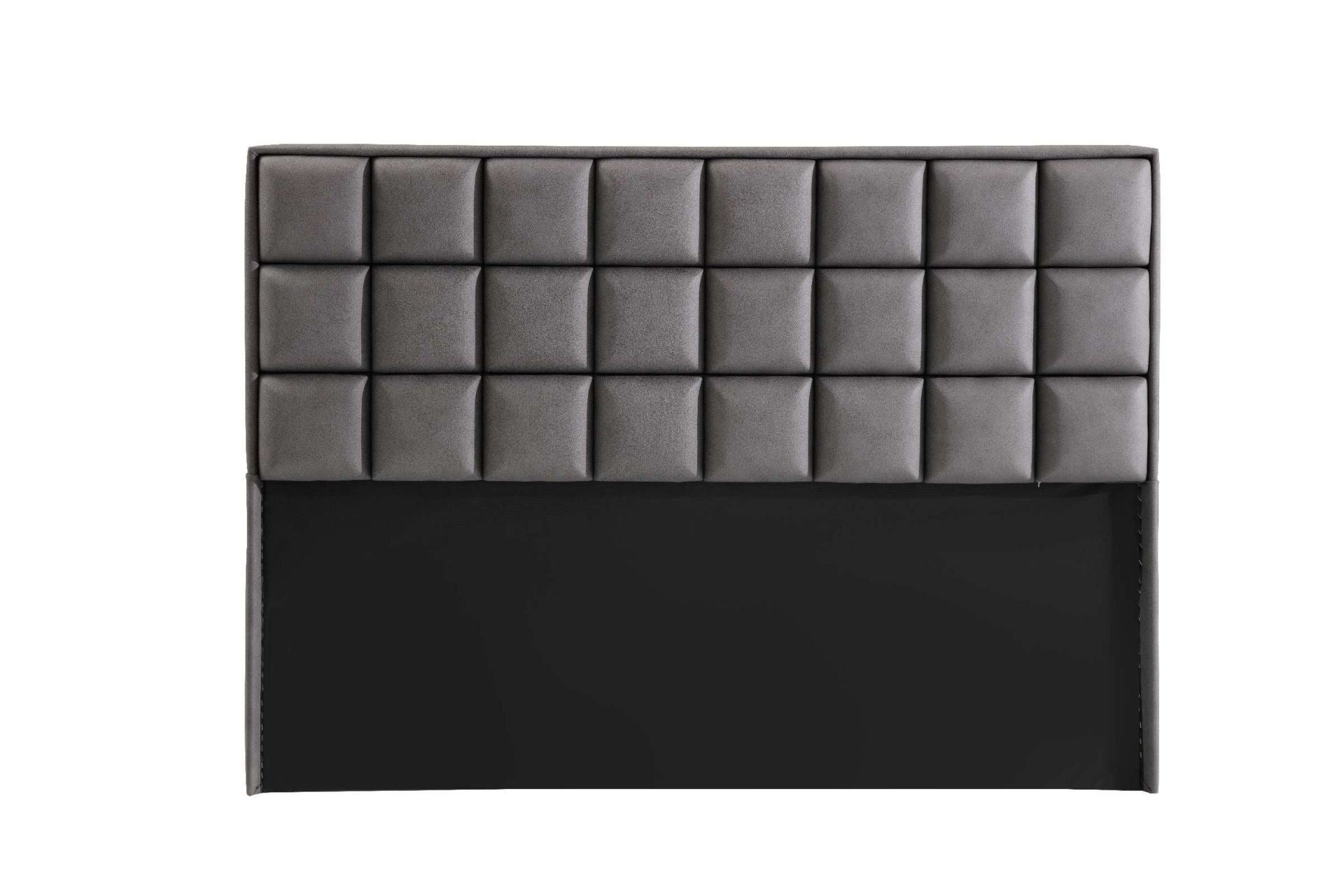 Cabeceira – 147 cm x 132 cm x 5 cm – Cinza – 100% Poliéster Nubuck