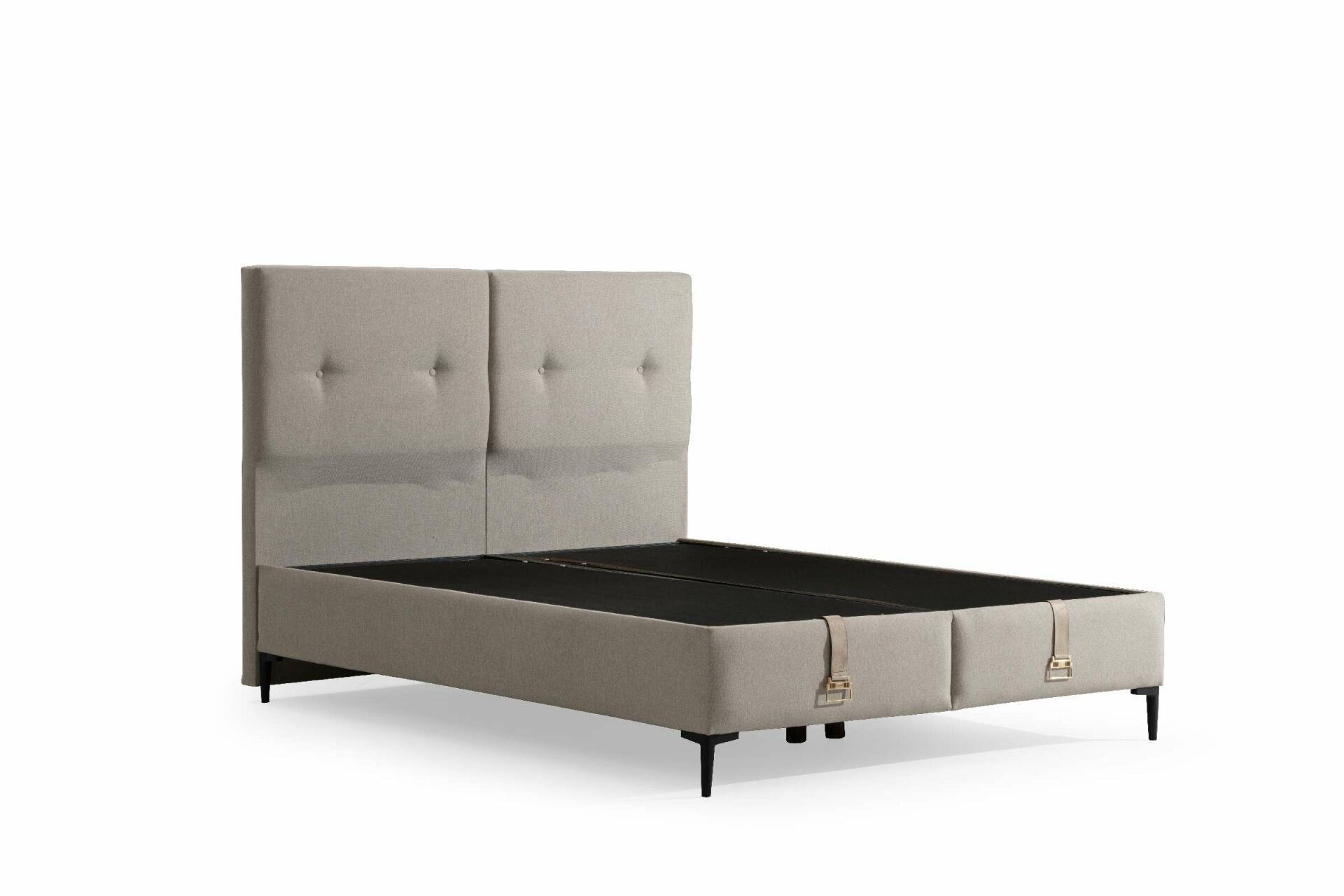 Base e cabeceira de cama de solteiro – 100x200cm – Bege – MDF e polipropileno