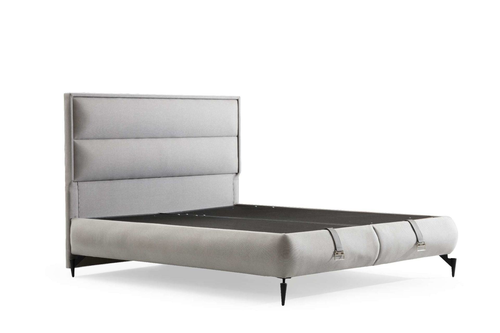 Base e cabeceira de cama de solteiro – 100 cm x 41 cm x 200 cm – Cinza – MDF revestido de melamina