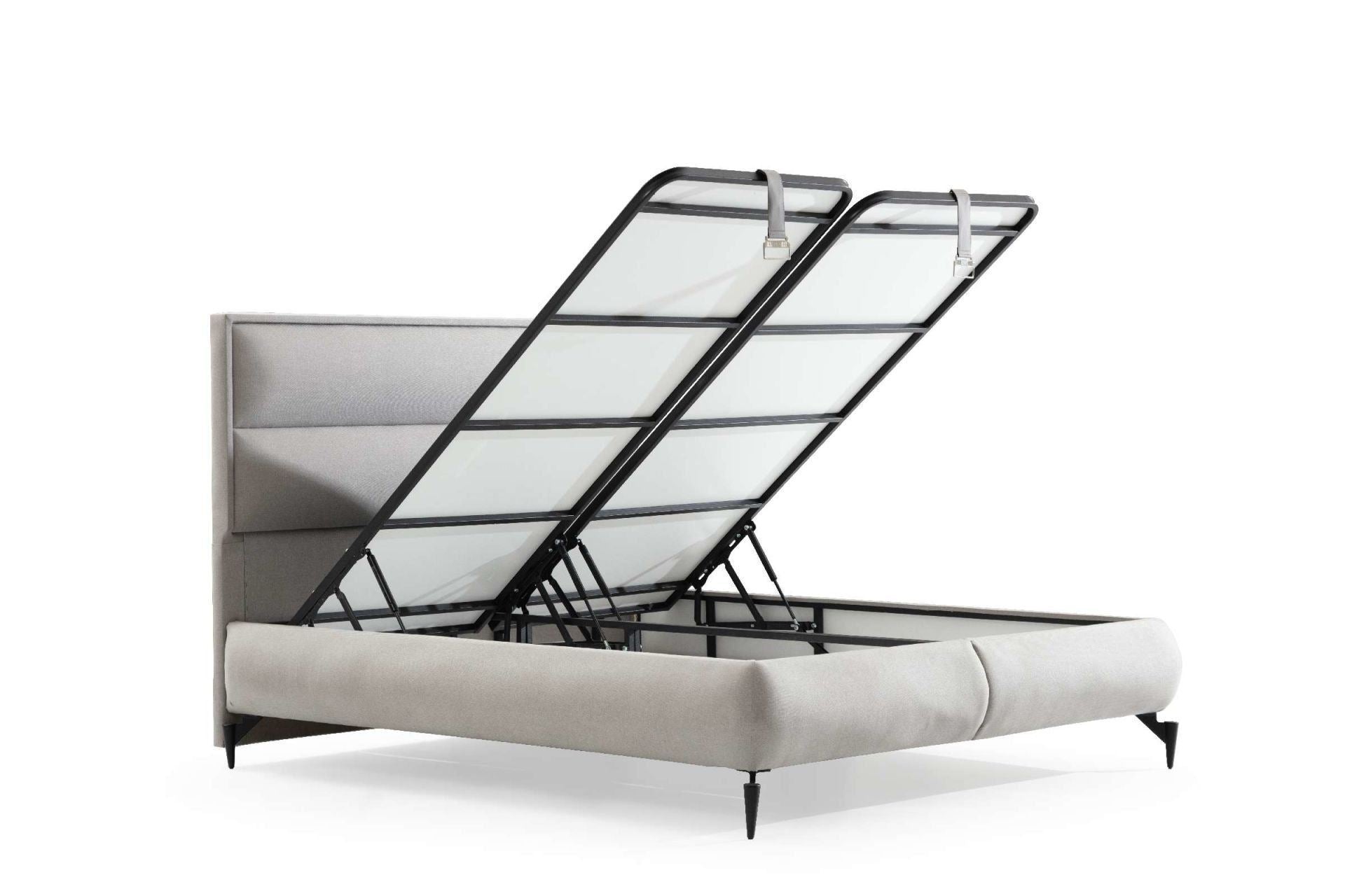 Base e cabeceira de cama de solteiro – 100 cm x 41 cm x 200 cm – Cinza – MDF revestido de melamina