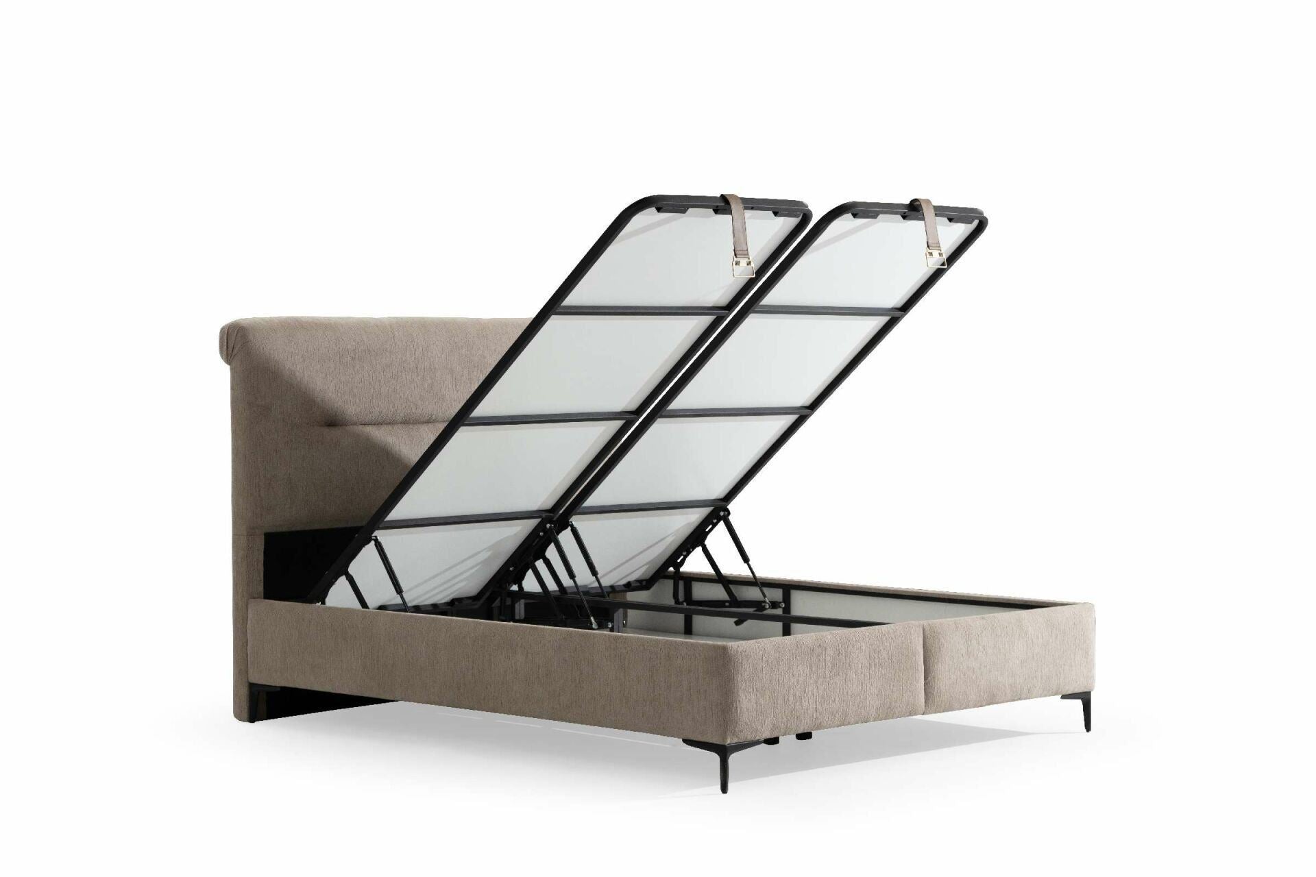 Base e Cabeceira de Cama de Solteiro – 100 cm x 200 cm – Castanho Claro – MDF