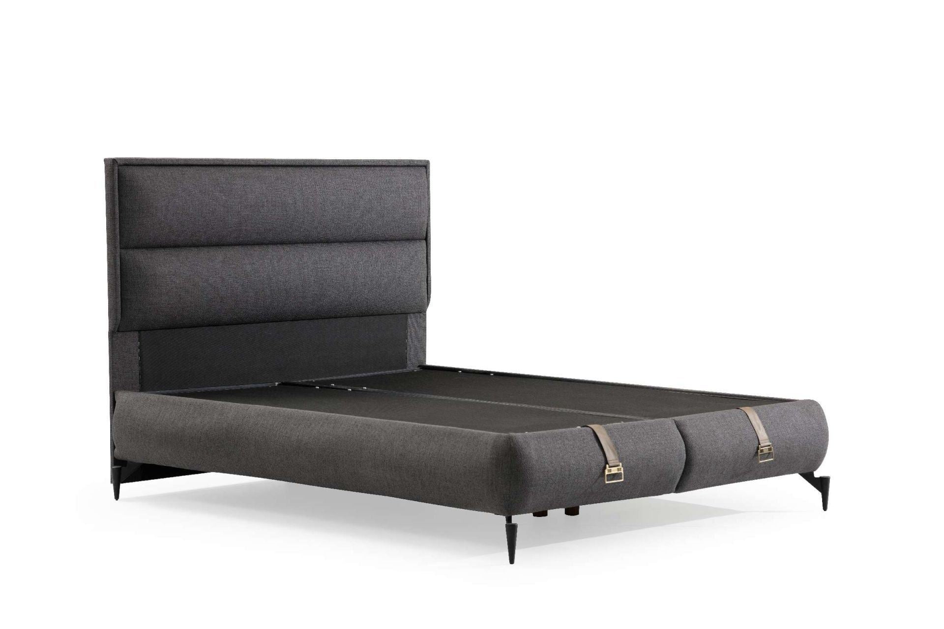 Base e cabeceira de cama de solteiro – 90x190 cm – Cinza escuro – MDF com revestimento de melamina