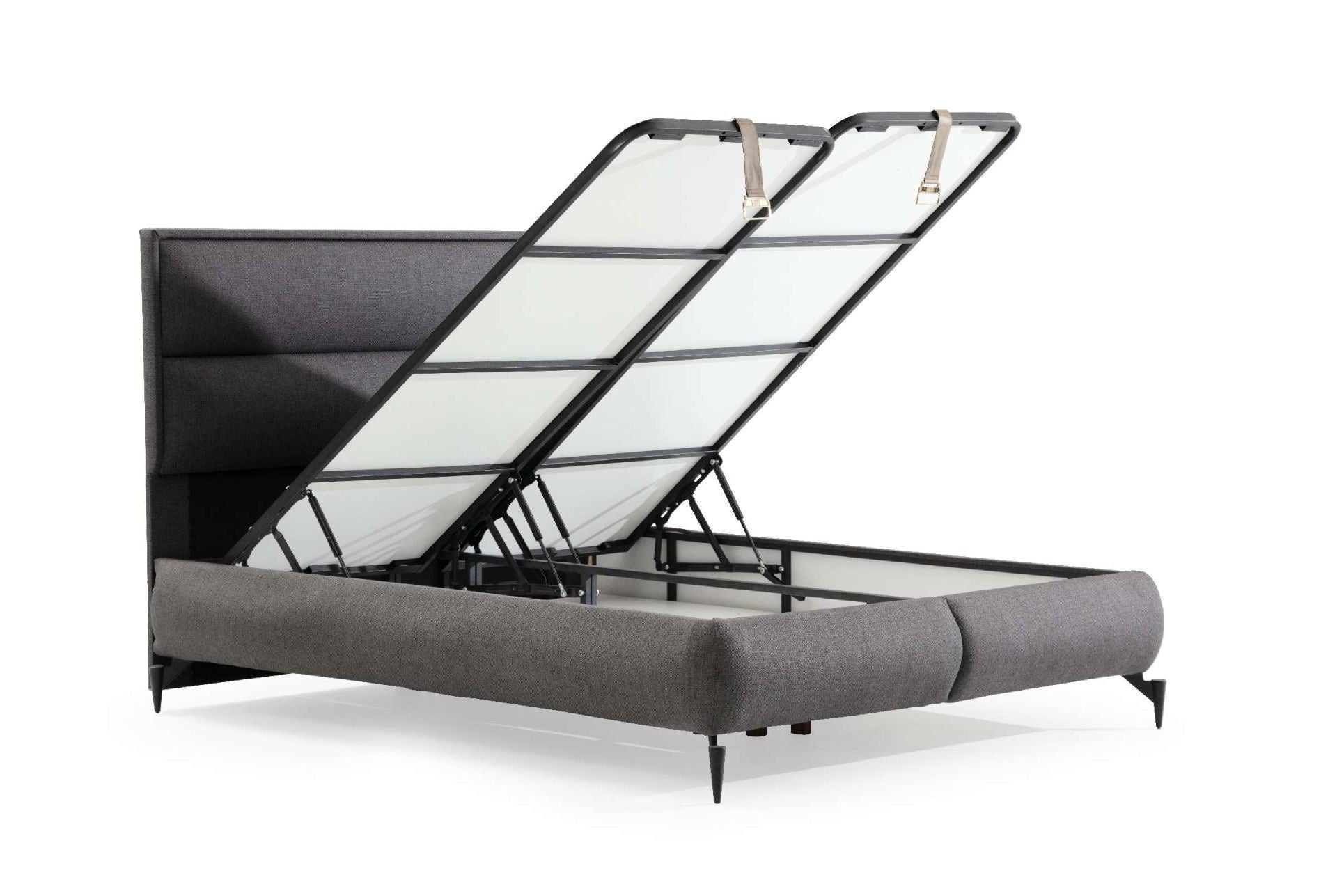 Base de Cama de Solteiro e Cabeceira – 100x200 cm – Cinza Escuro – MDF