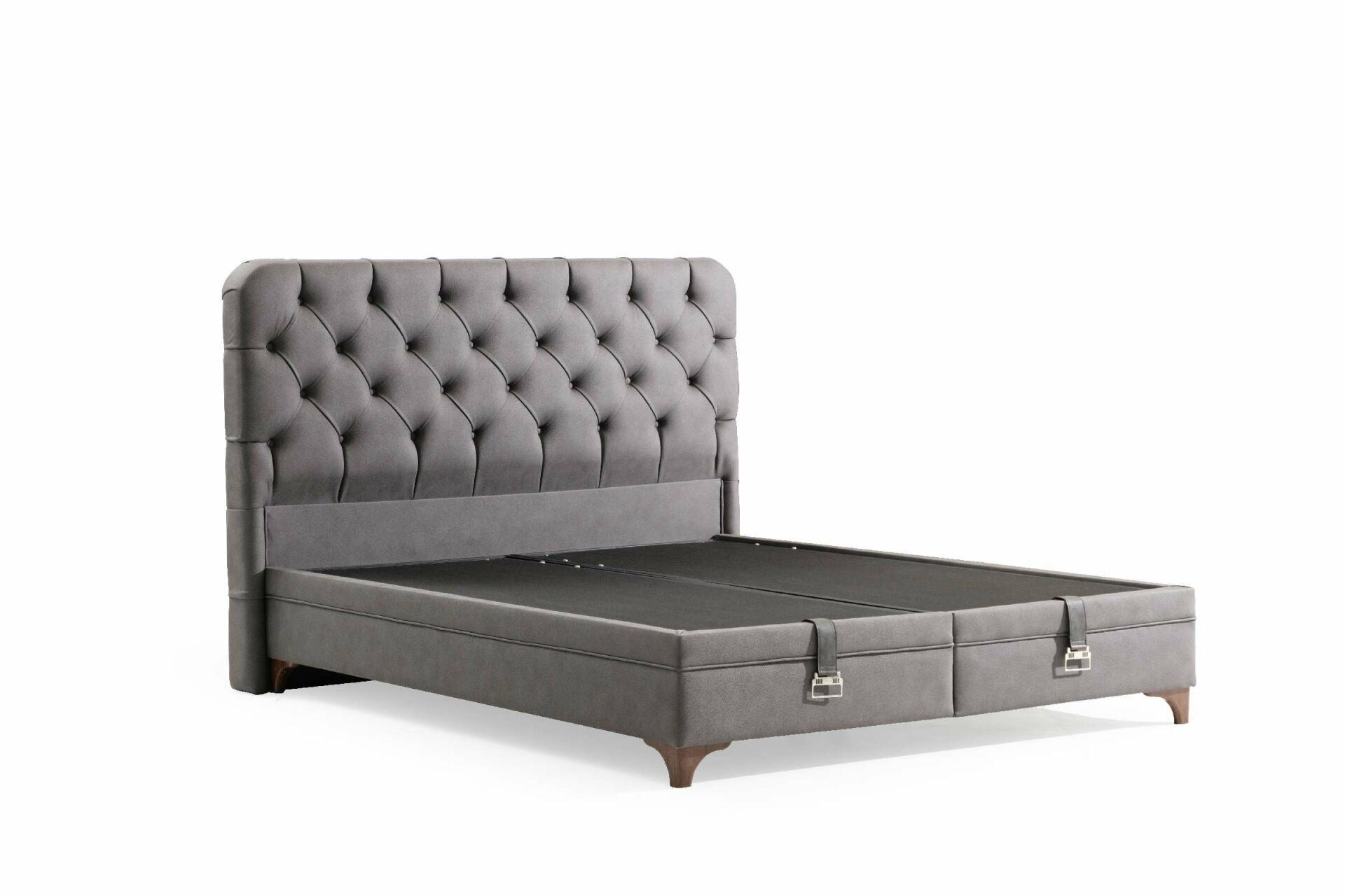 Base de Cama de Solteiro e Cabeceira – 94x190 cm – Cinza – MDF com melamina