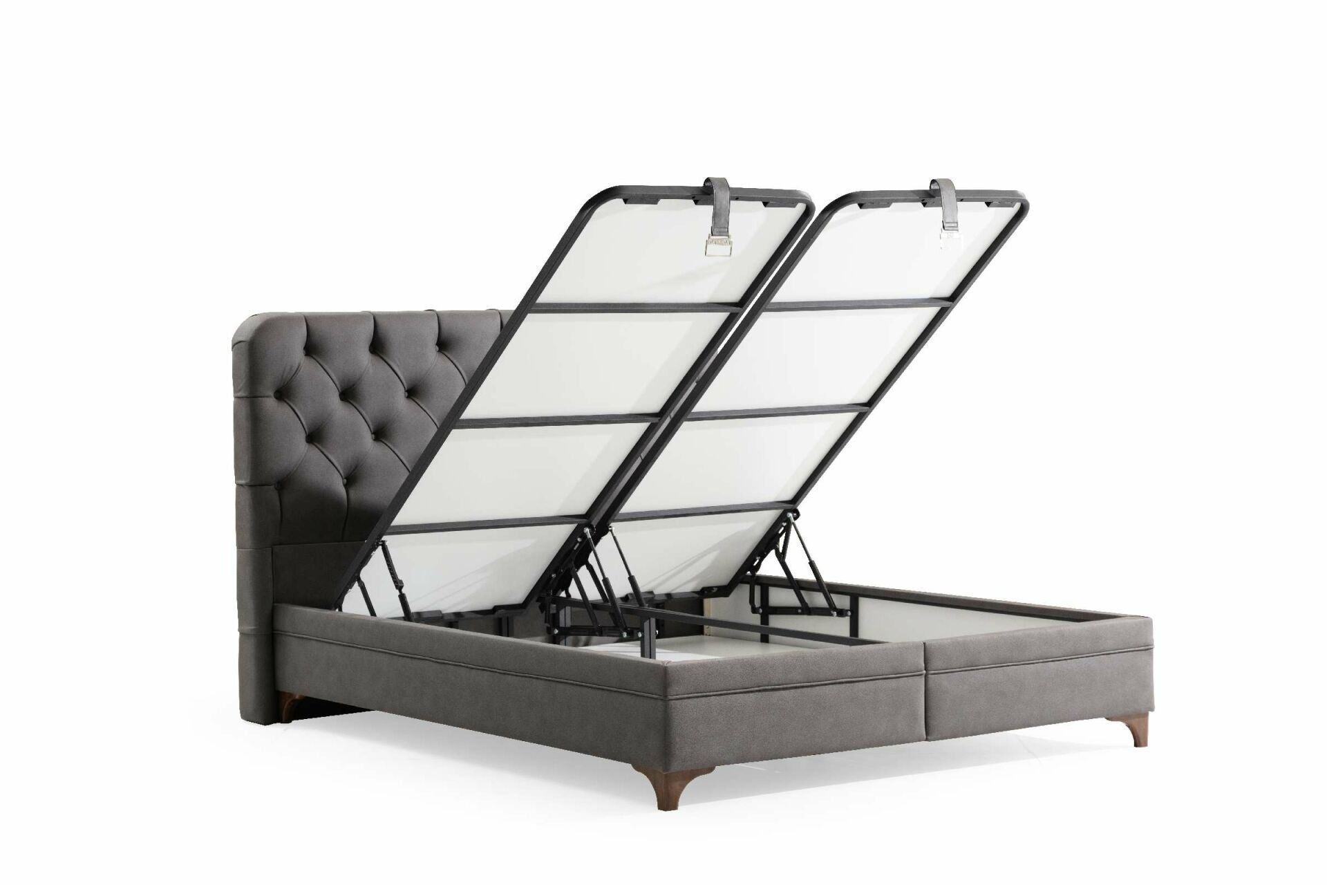 Base de Cama de Solteiro e Cabeceira – 94x190 cm – Cinza – MDF com melamina