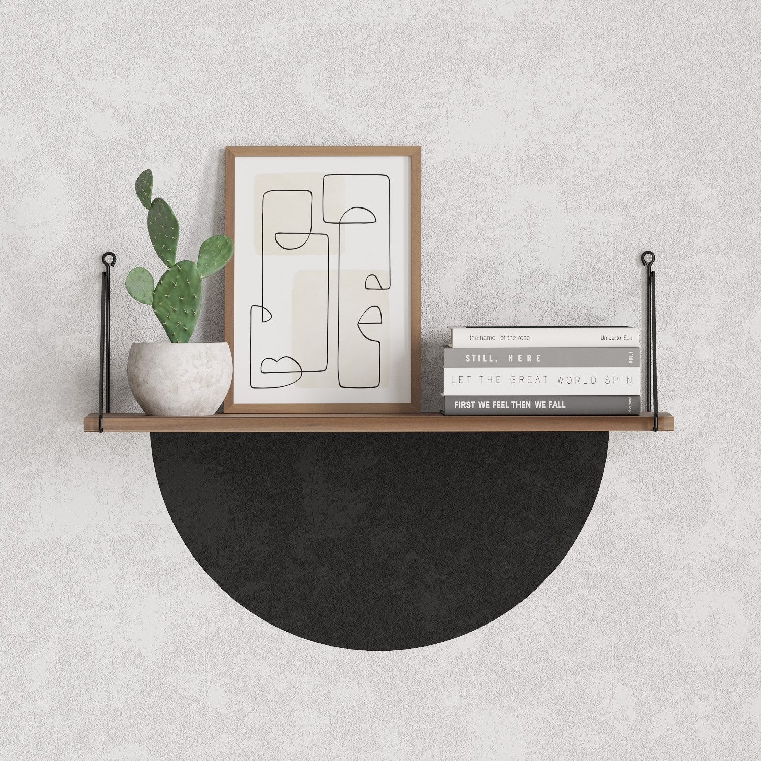 Prateleira de parede moderna, cor nogueira, 72 x 20 x 20 cm | Painel de partículas 100% revestido de melamina, suporte de metal | Montado, elegante e funcional para casa e escritório