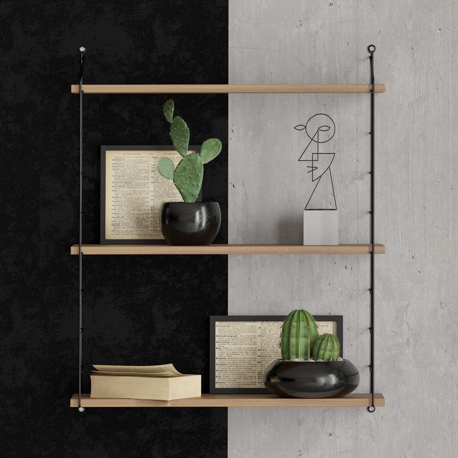 Prateleira de parede moderna com suporte de metal, acabamento em nogueira, 72 x 85 x 20 cm | Painel de partículas 100% revestido em melamina, 18 mm de espessura | Solução de armazenamento elegante e funcional