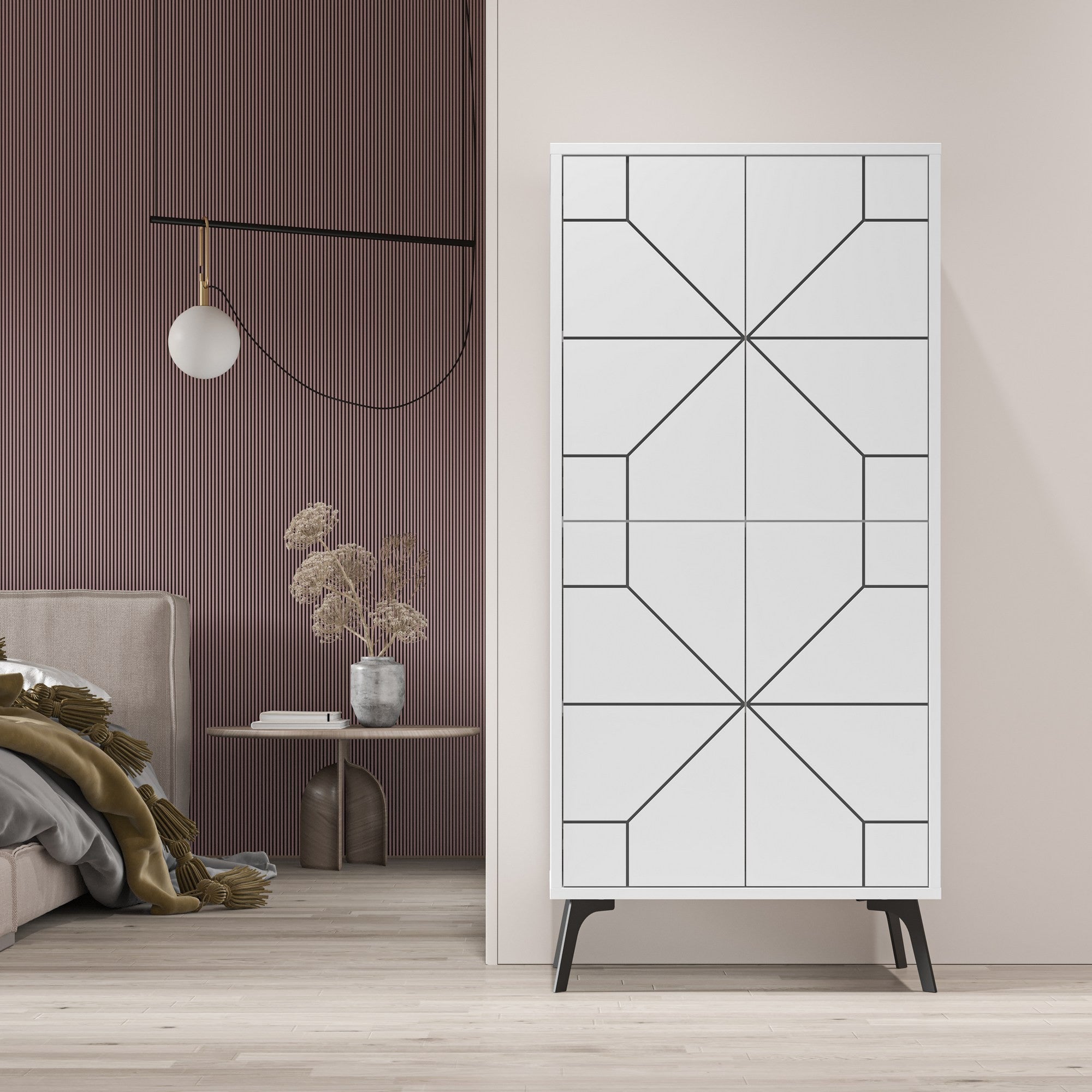 Armário multiusos – 62,6 x 136 x 35,6 cm – Branco – Painel de partículas revestido a melamina