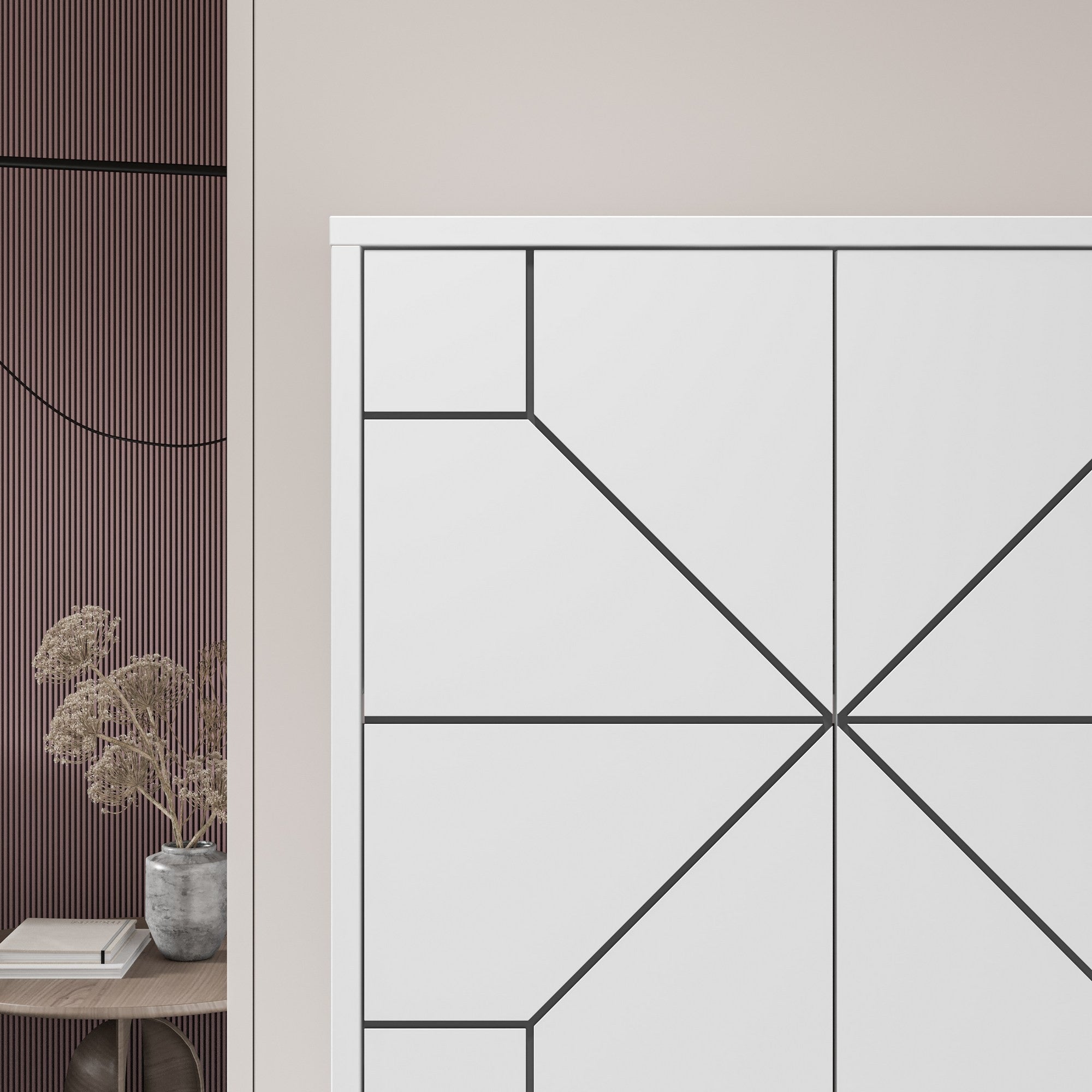 Armário multiusos – 62,6 x 136 x 35,6 cm – Branco – Painel de partículas revestido a melamina