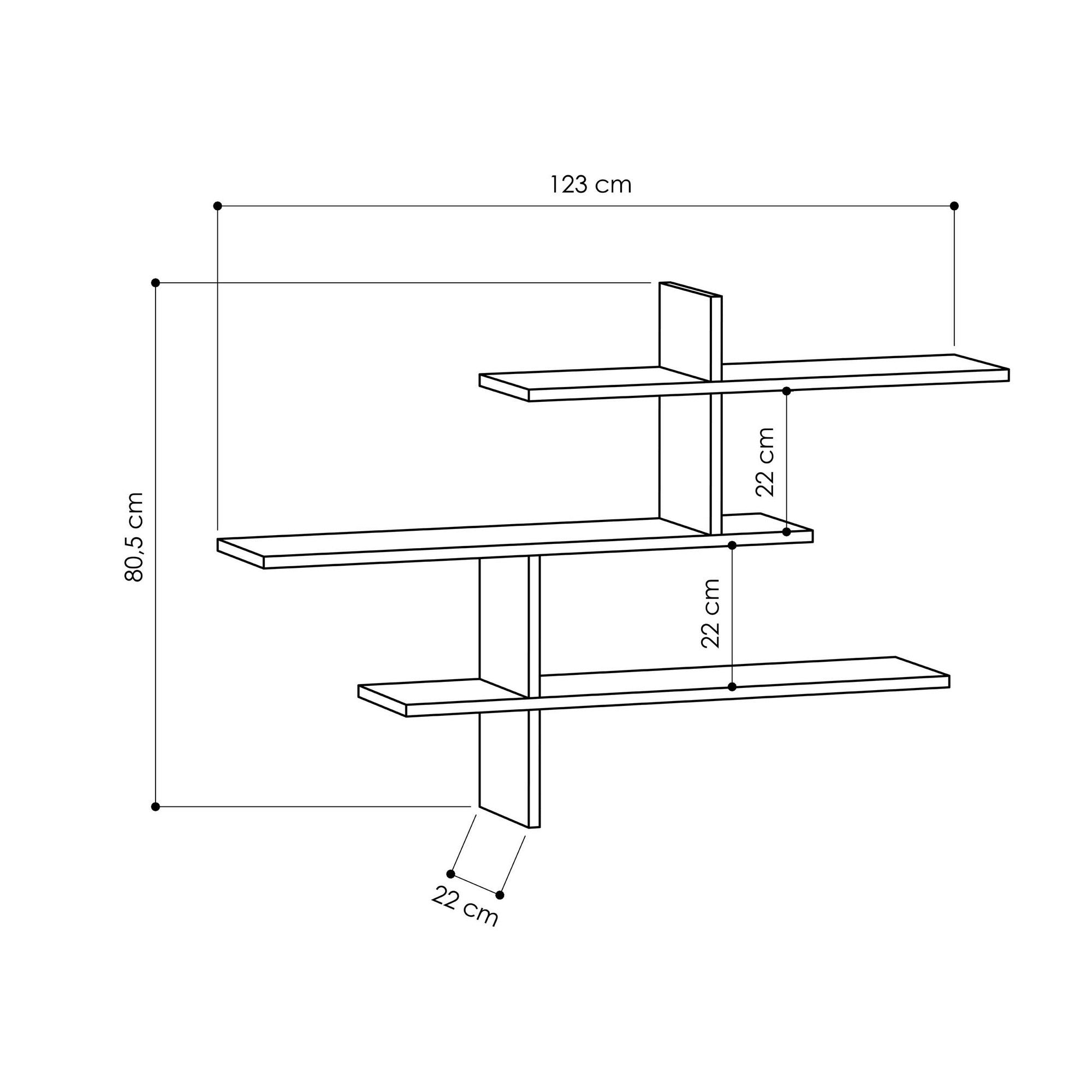Prateleira de parede branca elegante, 123 cm x 80,5 cm x 22 cm | Painel de partículas 100% revestido de melamina, 18 mm de espessura | Perfeito para decoração e organização de casa moderna